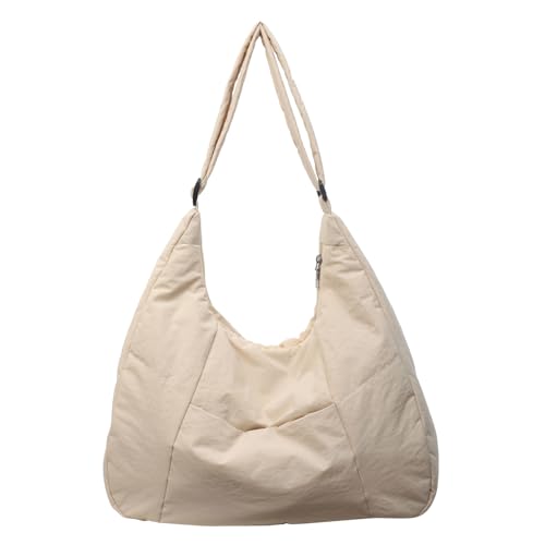 BABYVIVA Umhängetasche für Damen, 2024, Umhängetasche, gesteppt, Nylon, Unterarmtasche für Mädchen, Damen, einfarbig, Achseltasche, große Kapazität, Handtasche, beige, 40*39cm (error 1-3cm) von BABYVIVA