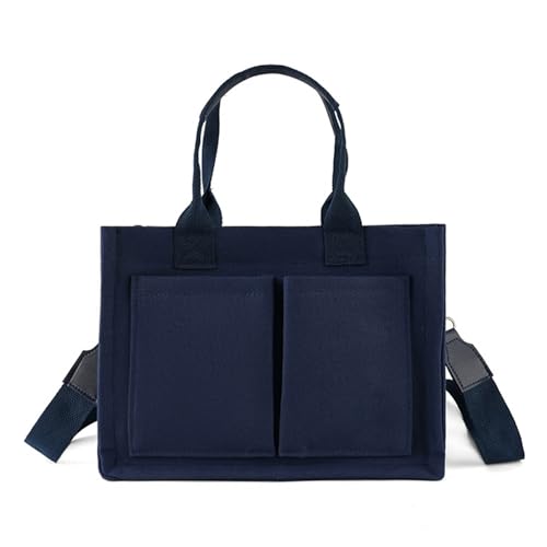 BABYVIVA Umhängetasche für Damen, Umhängetasche aus Segeltuch, Schultertasche für Mädchen, Frauen, Schule, Büchertasche, Handtasche, große Kapazität, blau, As shown in the picture (error 1-3cm) von BABYVIVA