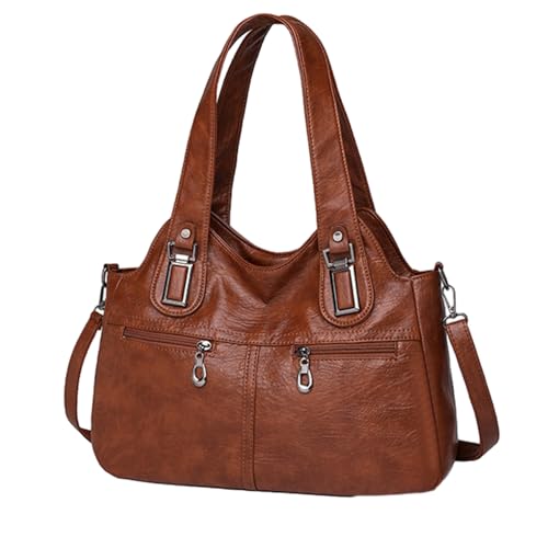 BABYVIVA Umhängetasche für Damen, Vintage, spritzwassergeschützt, große Kapazität, Ledertasche für Damen und Mädchen, vielseitige Handtasche, braun, As shown in the picture (error 1-3cm) von BABYVIVA