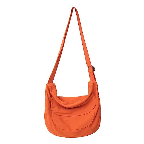 BABYVIVA Umhängetasche für Damen, aus Segeltuch, für Herren, lässig, Umhängetasche, einfarbig, Kuriertasche, Schüler, Schultasche, großes Fassungsvermögen, Orange, As shown in the picture (error von BABYVIVA