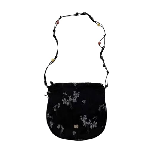 BABYVIVA Umhängetasche für Damen, mit Kordelzug, Blume, Kuriertasche, kleine gewebte Perlen, Crossbody-Tasche im alten Stil, Handtasche und Geldbörse, 1, As shown in the picture (1-3cm error) von BABYVIVA