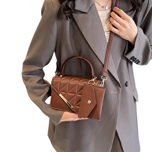 BABYVIVA Umhängetasche für Damen, quadratische Tasche für Mädchen, Damen, Umhängetasche, Handtasche mit kleiner Geldbörse, coffee, As shown in the picture (error 1-3cm) von BABYVIVA