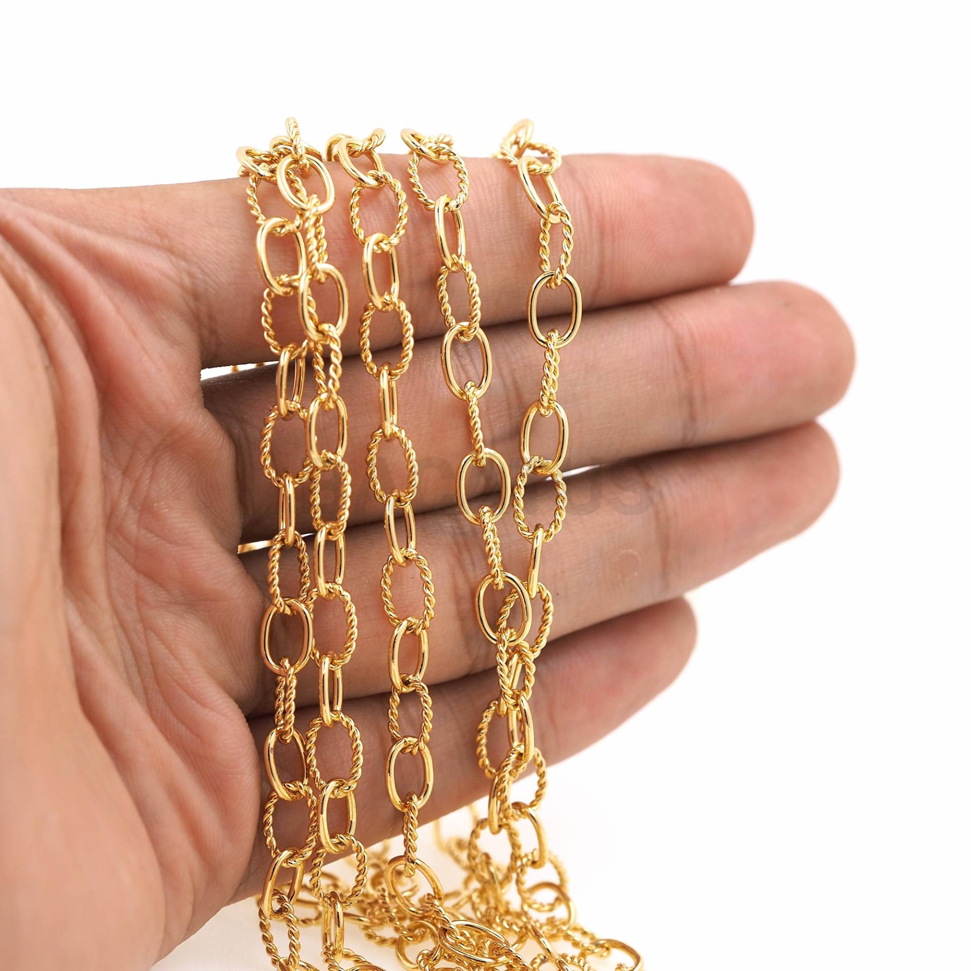 1 Meter, 18K Vergoldete Gedrehte Kette, Zarte Kabelkette, Unfertige Halskette, Layered Runde Ovale Kette von BACATUSCR