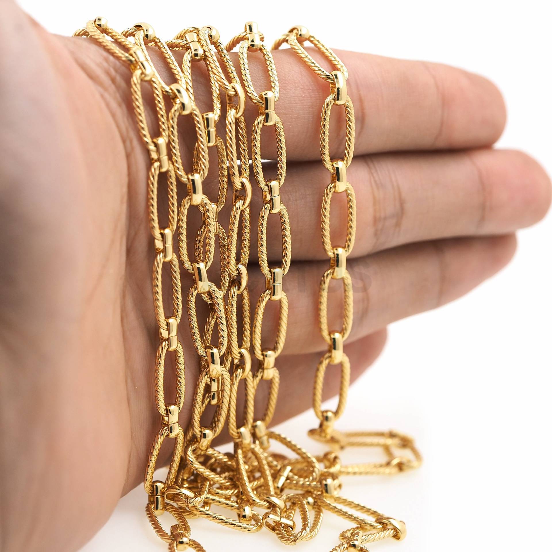 1 Meter, Verdrehte Kabelkette, 18K Gold Filled Ovale Kette, Verschweißte Runde Kette, Unfertige Halskette, Layered Chain, Armband Halskette Zubehör von BACATUSCR