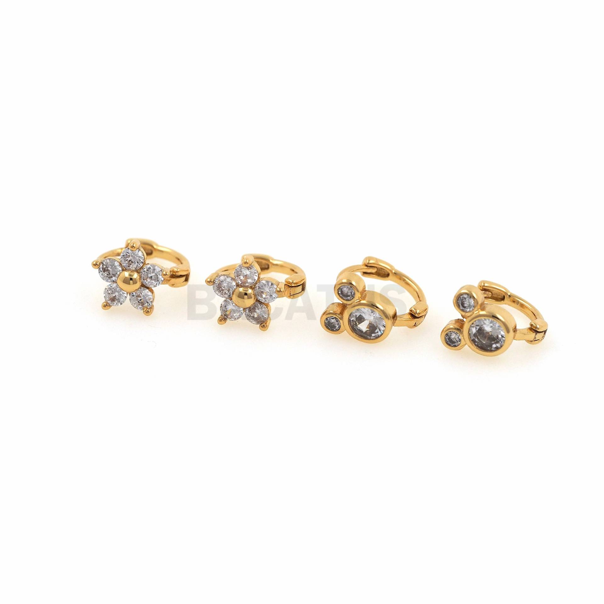 1 Paar, 18K Gold Filled Blumen Ohrringe, Micropavé Cz Maus Kopf Charm, Strass Charm von BACATUSCR