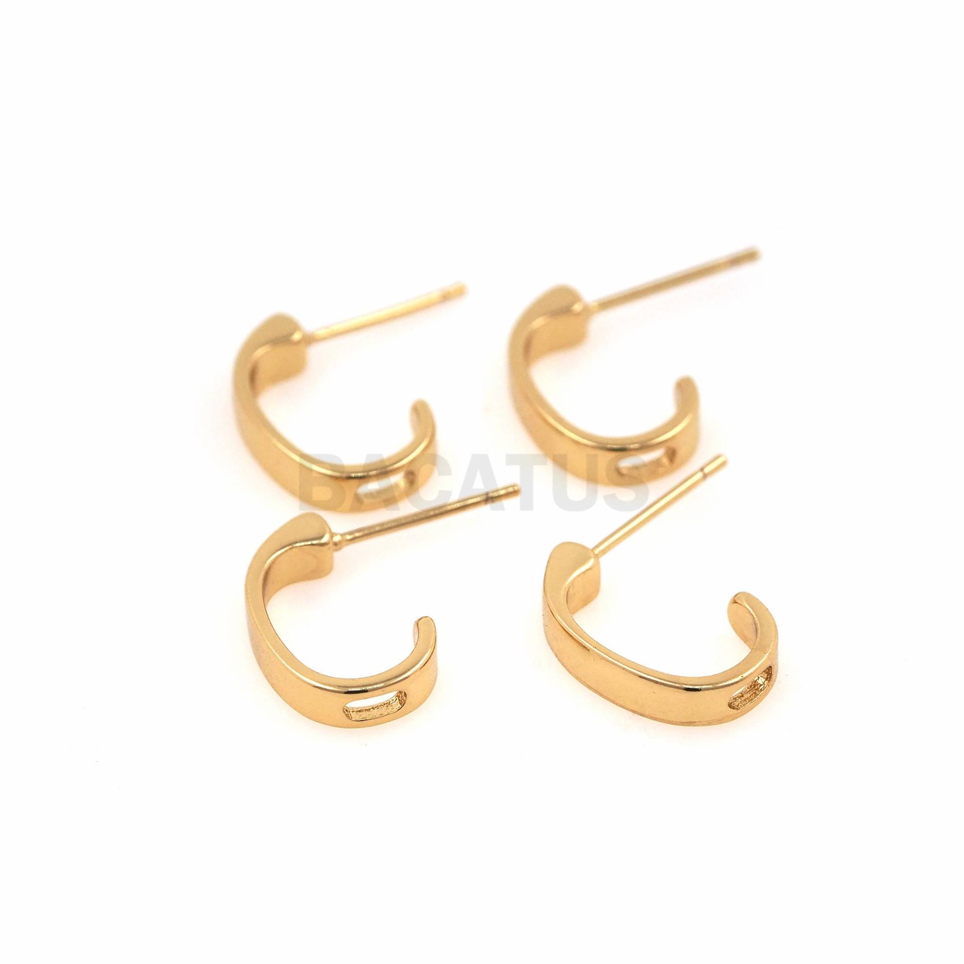 1 Paar, 18K Gold Filled C-Shaped Ohrringe, Buchstaben Charm, Exquisite Alltags Ein Geschenk Für Sie 17x14x3mm von BACATUSCR