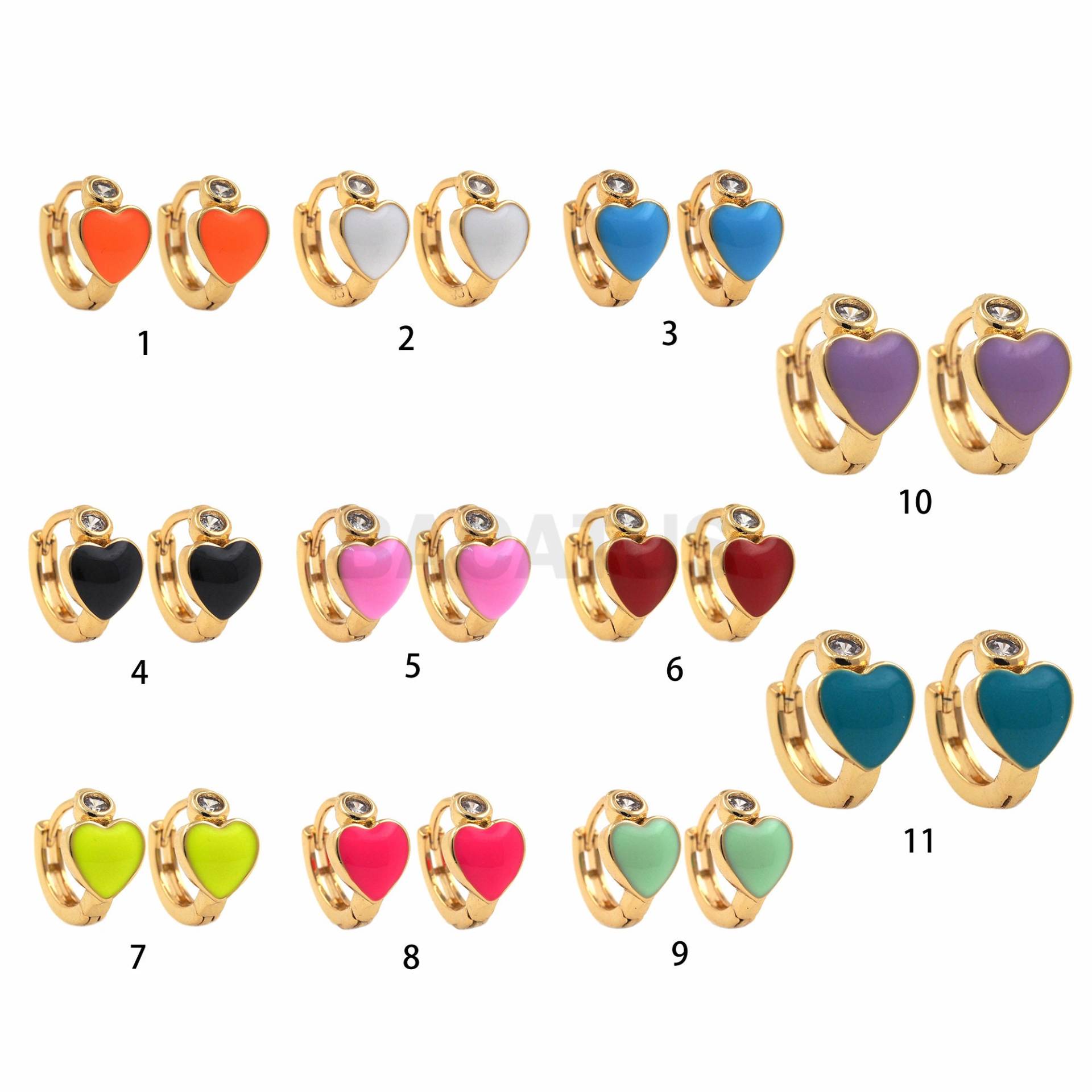 1 Paar, 18K Gold Filled Love Herz Emaille Ohrringe, Liebe Multicolor Alltags 11x7x2mm von BACATUSCR