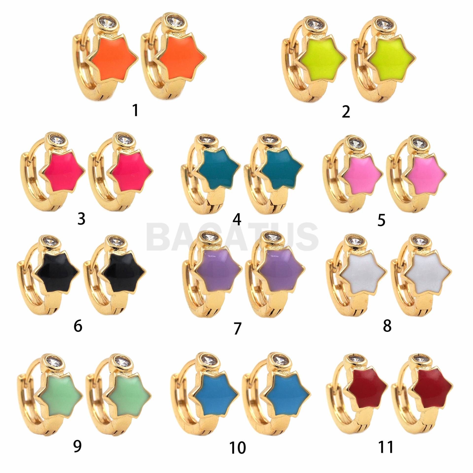 1 Paar, 18K Vergoldete Hexagonale Emaille Ohrringe, Hexagonal Charm, Multicolor Alltägliche 11x7x2mm von BACATUSCR