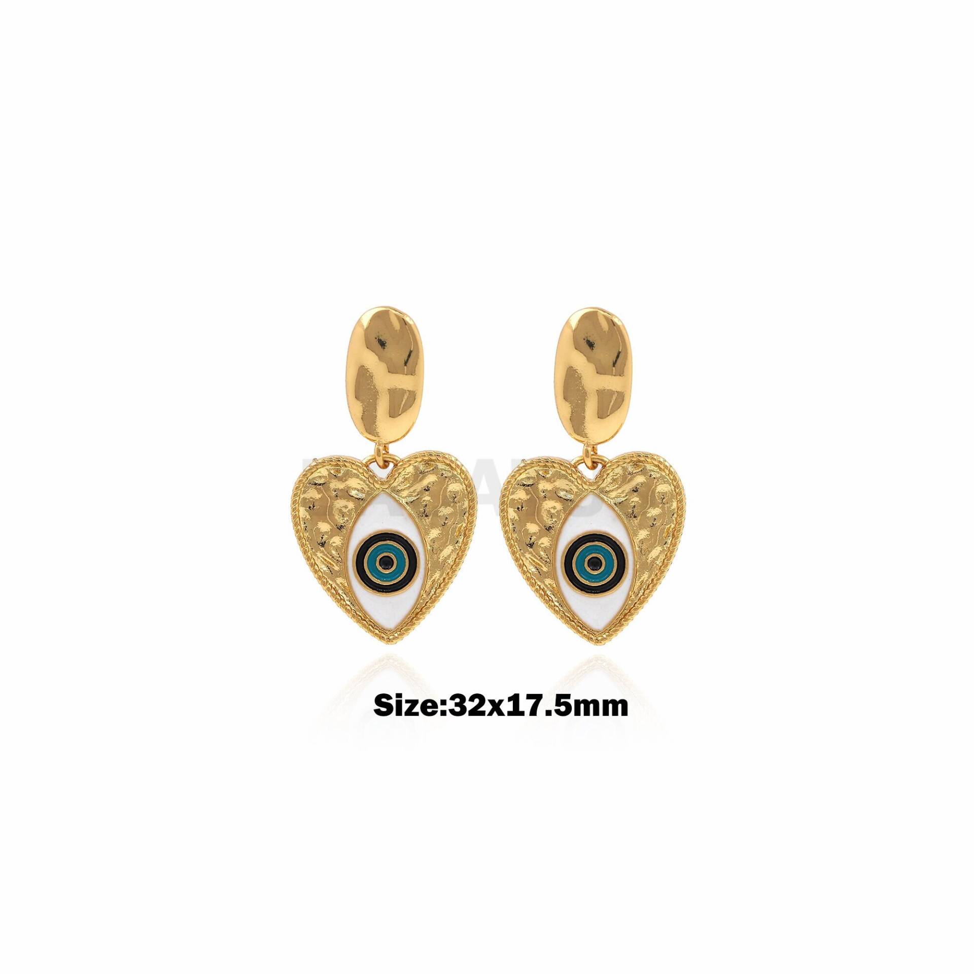 1 Paar 18K Gold Filled Augen Ohrringe, Charm, Emaille Herz Große Love 32x17, 5mm von BACATUSCR