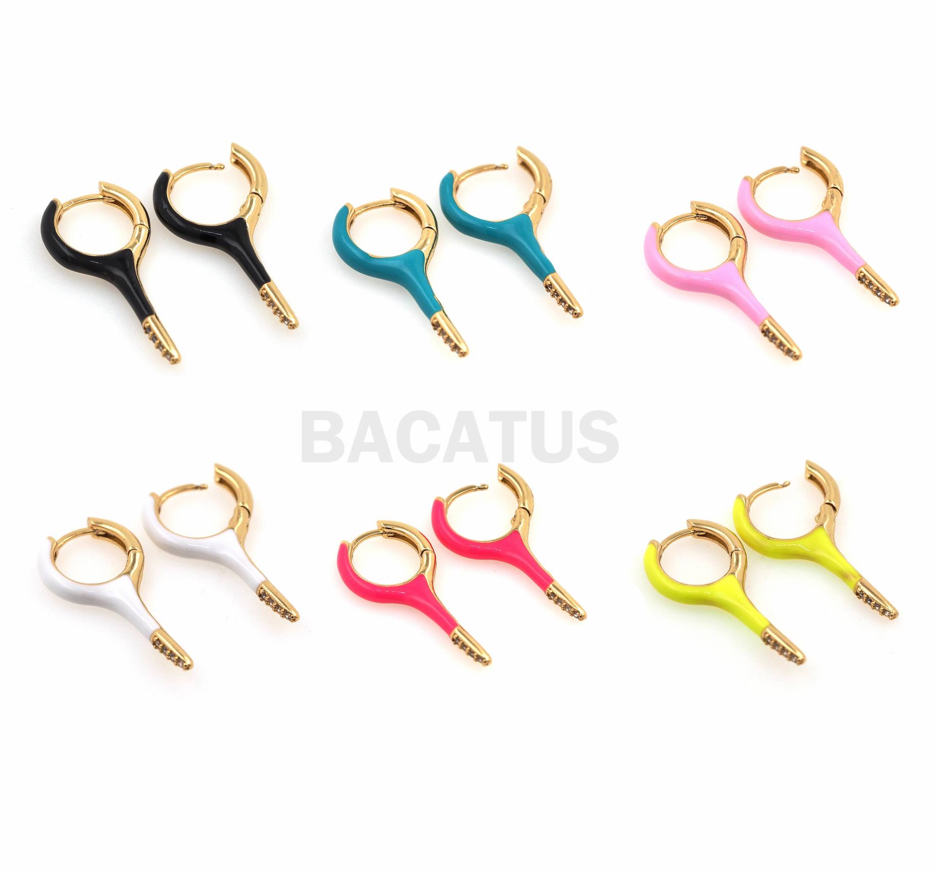 1 Paar 18K Gold Filled Emaille Ohrringe, Multi-Color Optional, Emaille Ohrringe, Schlüssel Ohrringe, Mode Ohrringe 27x13x2, 7mm von BACATUSCR