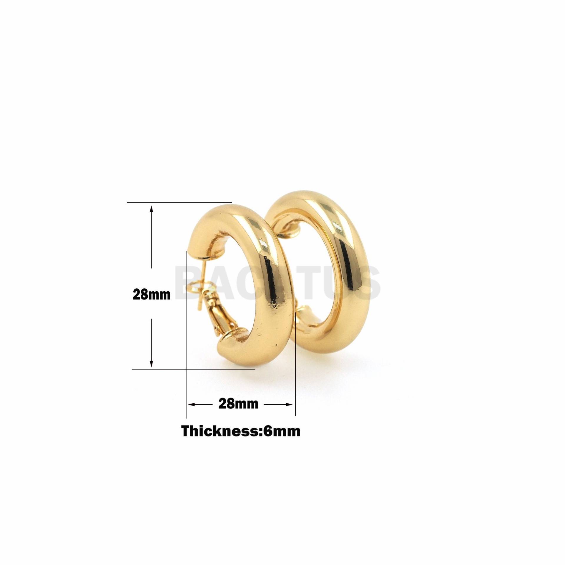 1 Paar Dicke Gold Hoop Ohrringe, 18K Filled Fat Kleine Alltägliche Ohrringe von BACATUSCR