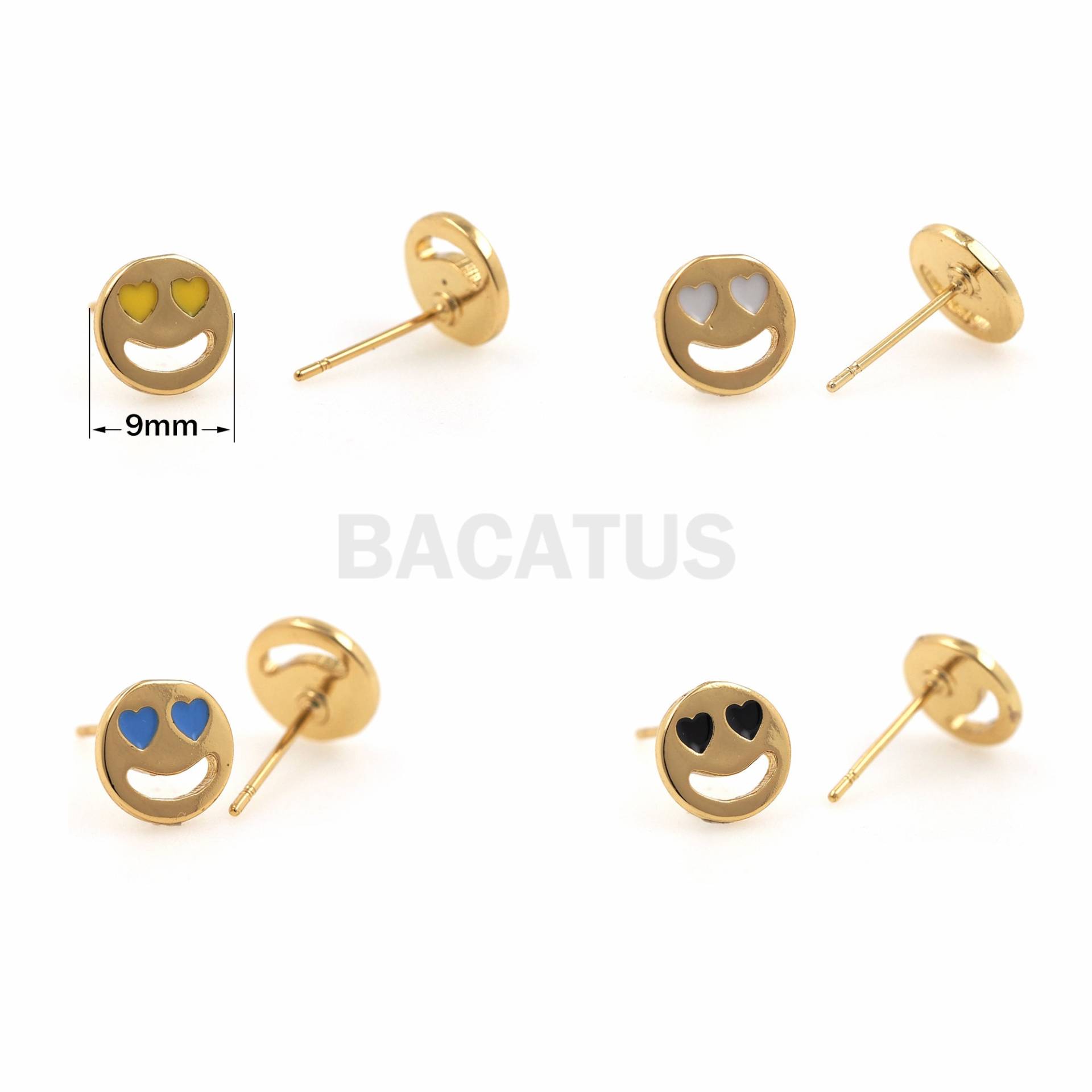 1 Paar Gesicht Ohrringe Mini Damen Mode Geburtstag Geschenk 18K Goldfüllung Emaille Charm 9mm von BACATUSCR