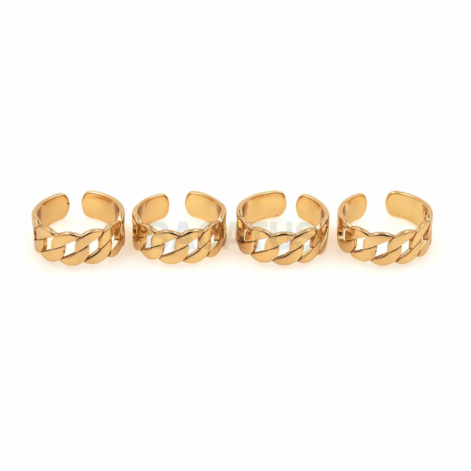 1 Stück, 18K Gold Filled Kettenring, Verstellbarer Ring, Goldener Offener Dicker Kettenkette Ein Geschenk Für Sie von BACATUSCR