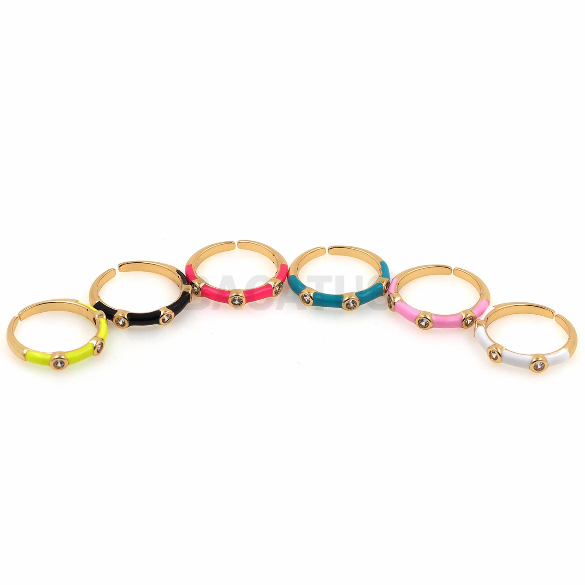 1 Stück 18K Vergoldete Zirkon Emaille Ringe Und Regenbogen Ring Stapelring Kristall Öffnung Verstellbarer von BACATUSCR