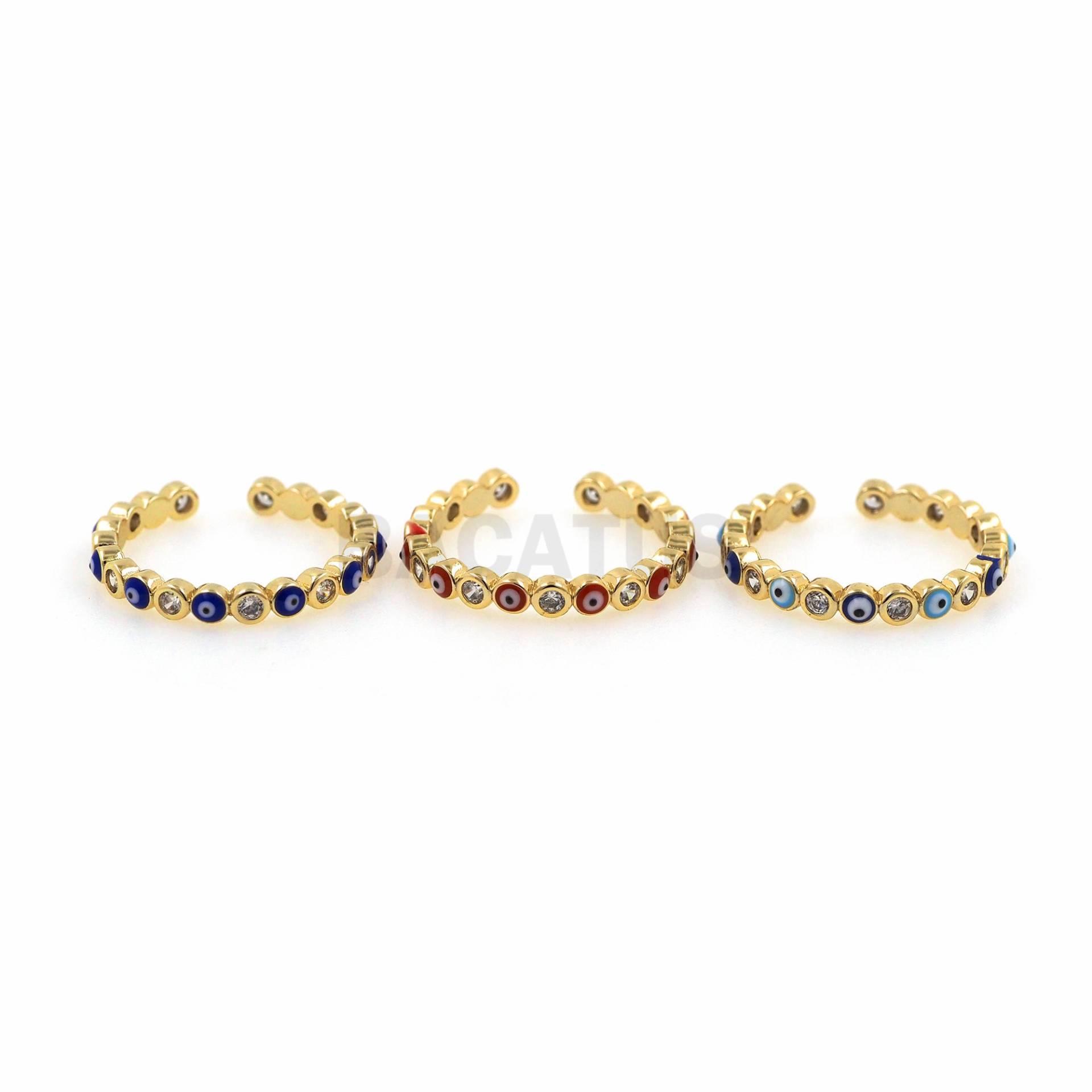 18K Gold Filled Dämonenauge Ring, Micro Pavé Cz Emaille Augenring, Verstellbarer Öffnungsring, Runder Täglicher Stapelbarer Ring von BACATUSCR