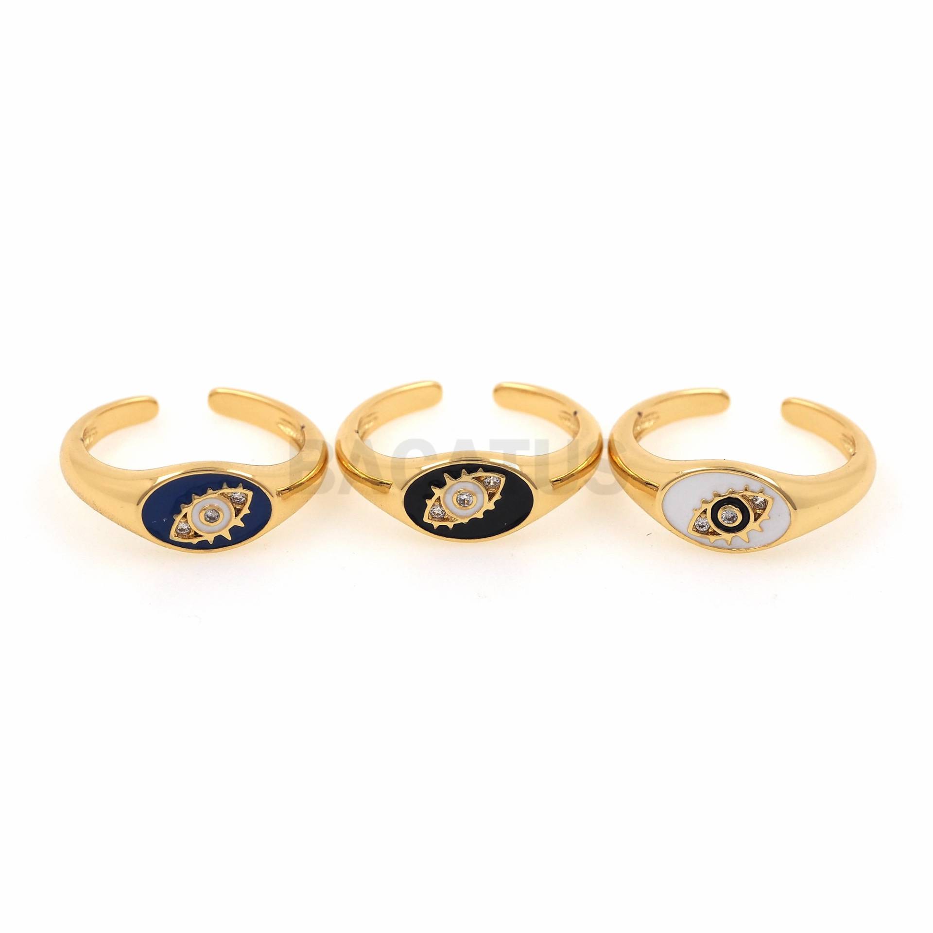18K Gold Filled Emaille Augenring, Augen Charm, Verstellbarer Ring, Offener Dünner Täglicher Ring von BACATUSCR