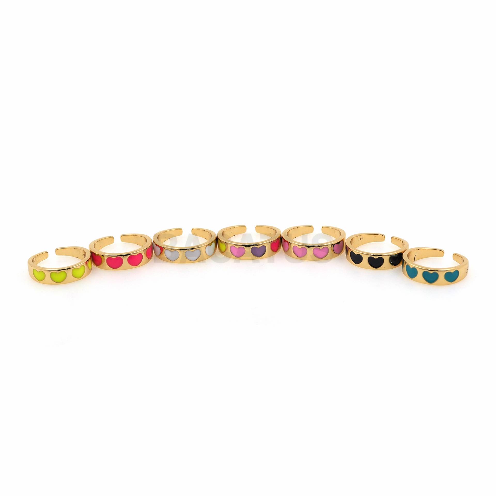 18K Gold Filled Emaille Liebe Herz Offener Ring, Herzförmiger Verstellring, Multicolor Offener Ring von BACATUSCR