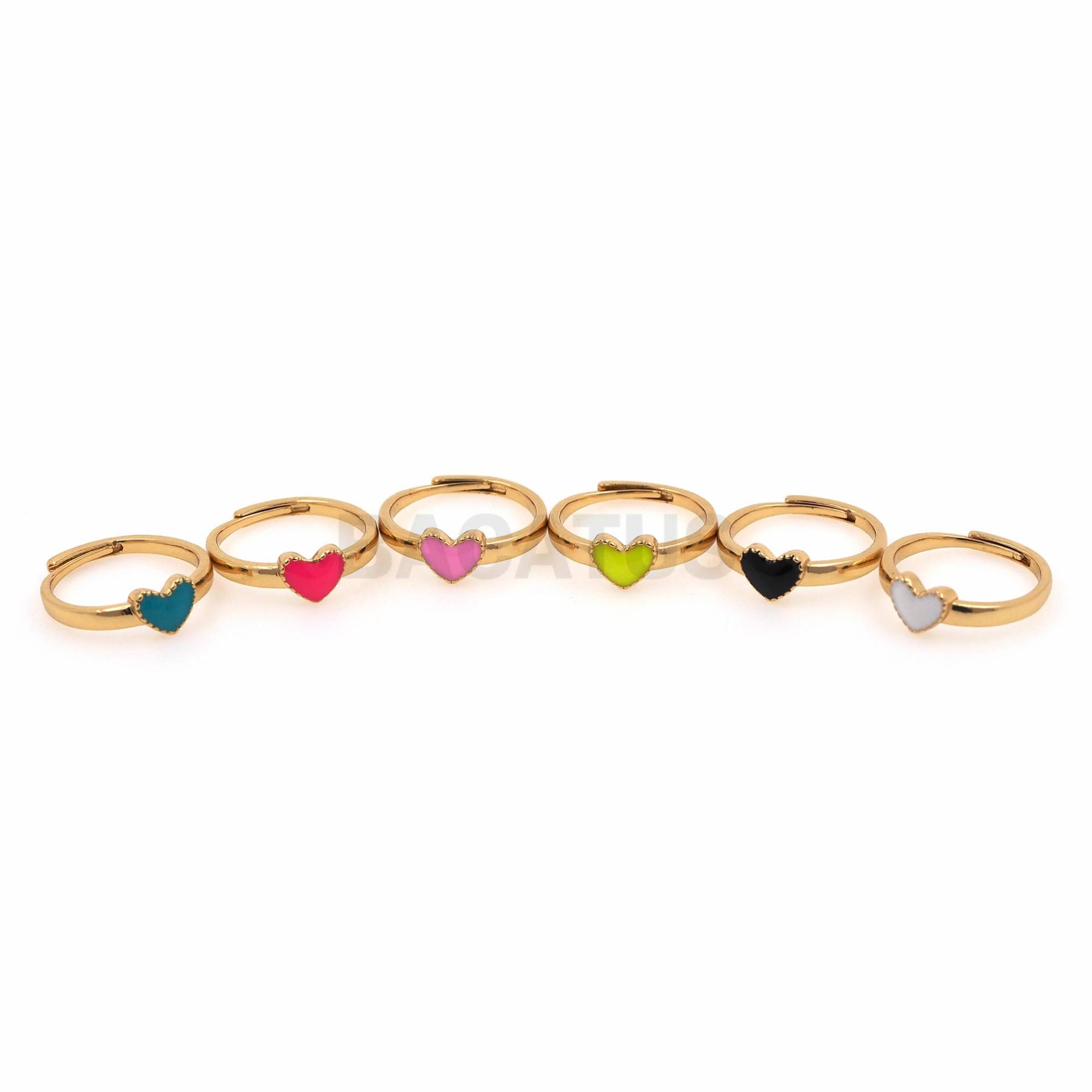 18K Gold Filled Enamel Love Herz Verlobungsring, Verstellbarer Ring, Mehrfarbig Optional, Offener Emaille Liebesring, Täglicher Ring von BACATUSCR
