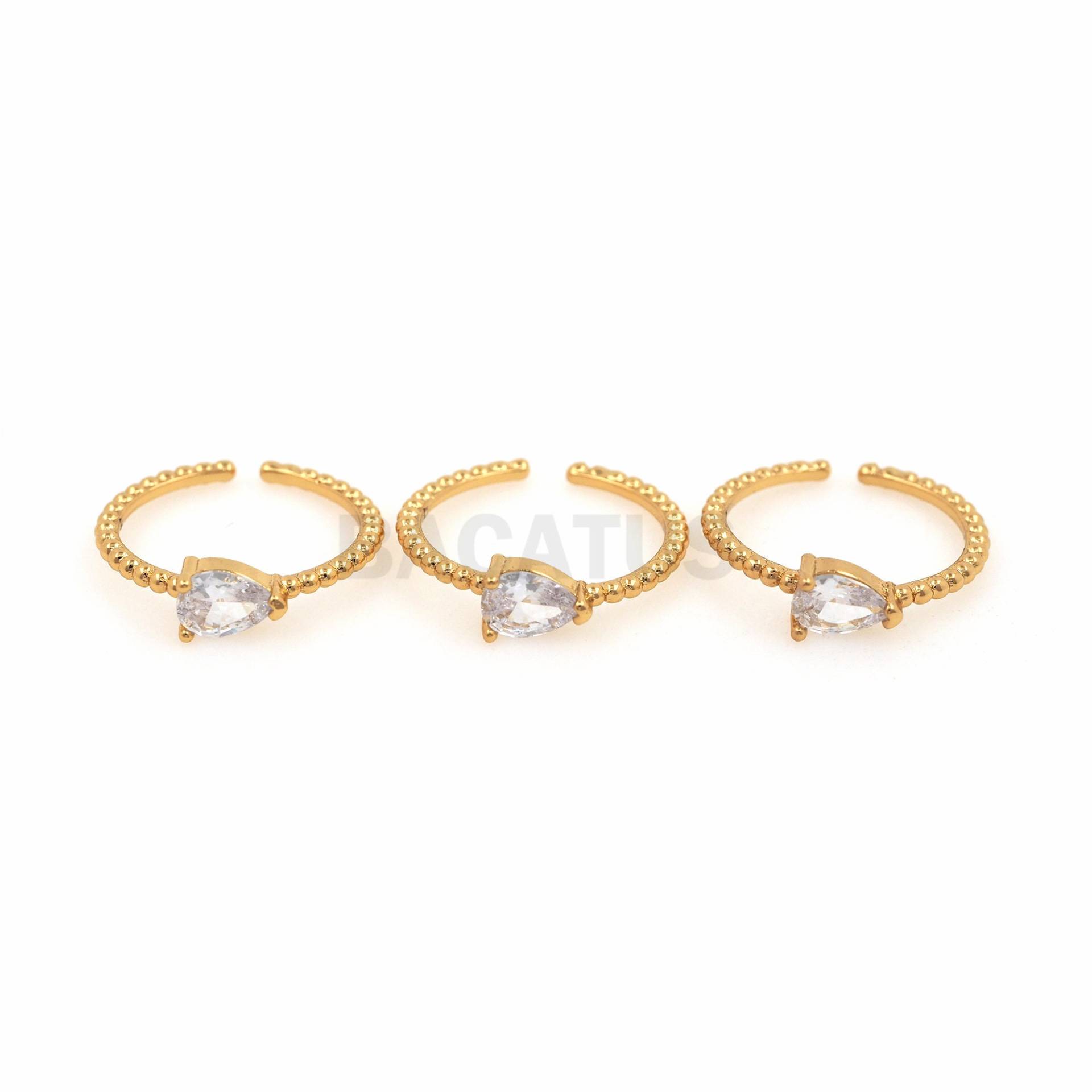 18K Gold Filled Fake Diamant Ring, Verlobungsring, Micropave Cz Verstellbarer Offener Ein Geschenk Für Sie von BACATUSCR