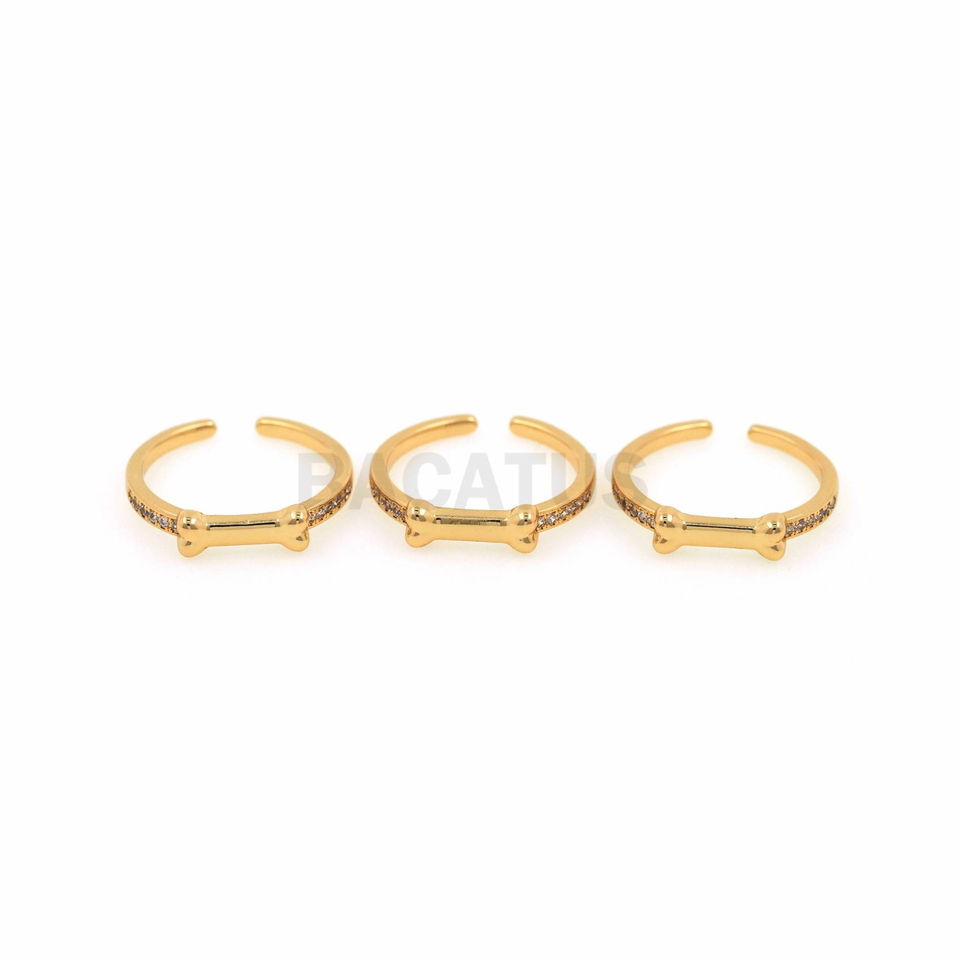 18K Gold Filled Knochen Ring, Verstellbarer Offener Charm, Micropave Cz Ring von BACATUSCR