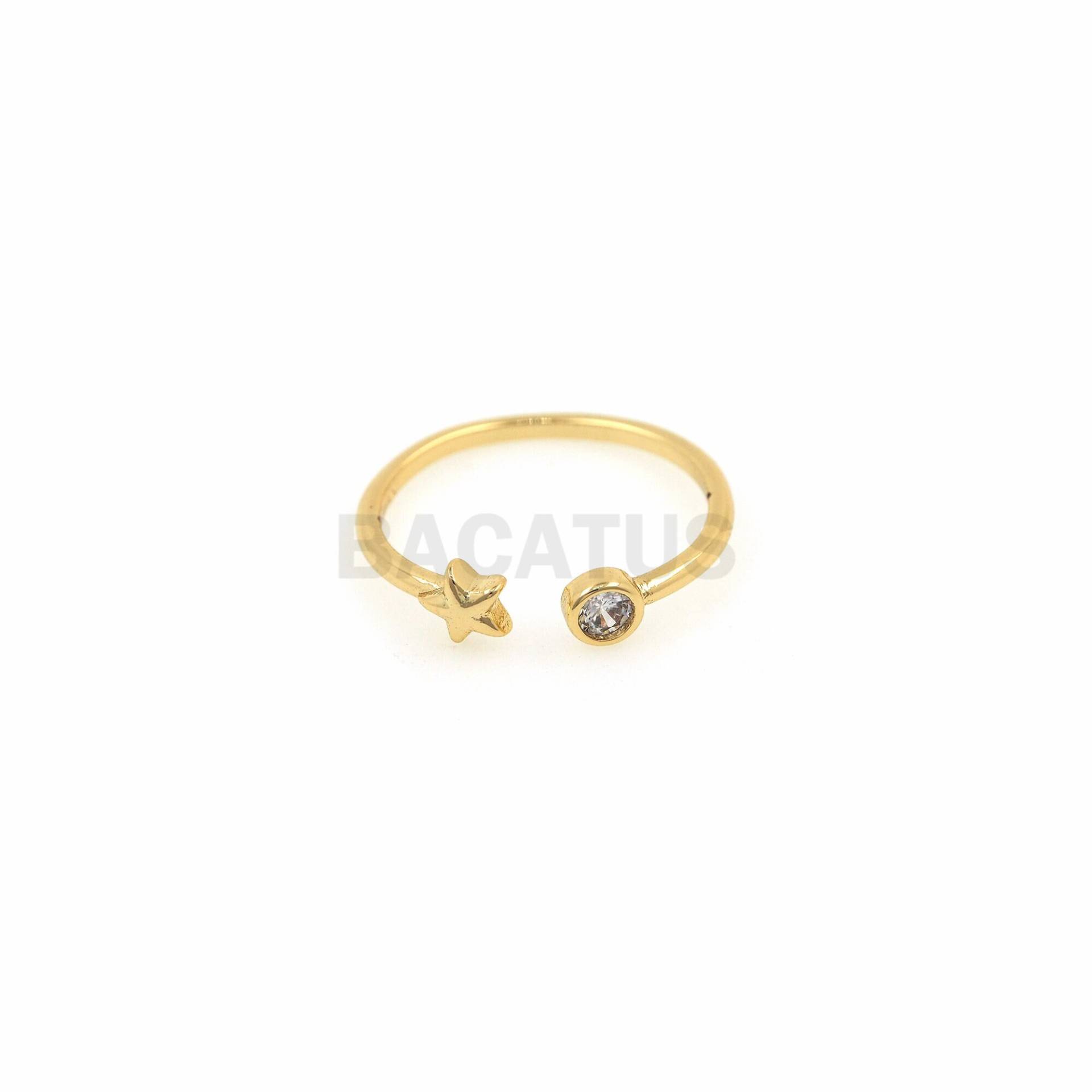 18K Gold Filled Offener Sternring, Micropavé Cz Verstellbarer Ring, Stern Verstellbarer Ring von BACATUSCR