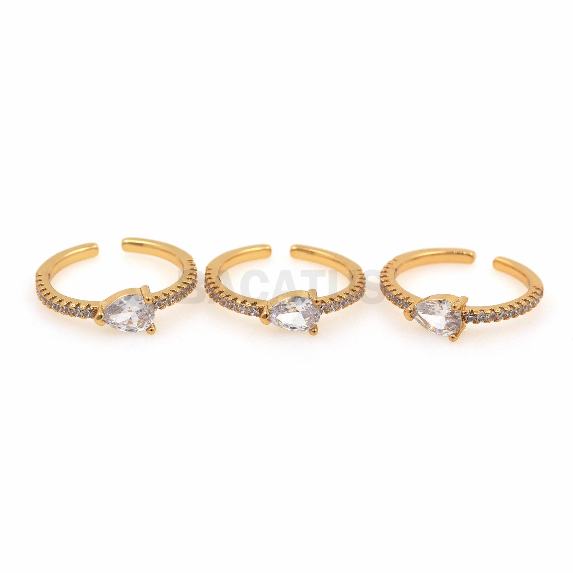 18K Gold Filled Verlobungsring, Fake Diamant Ring, Micropave Cz Verstellbarer Offener Dünner Ein Geschenk Für Sie von BACATUSCR