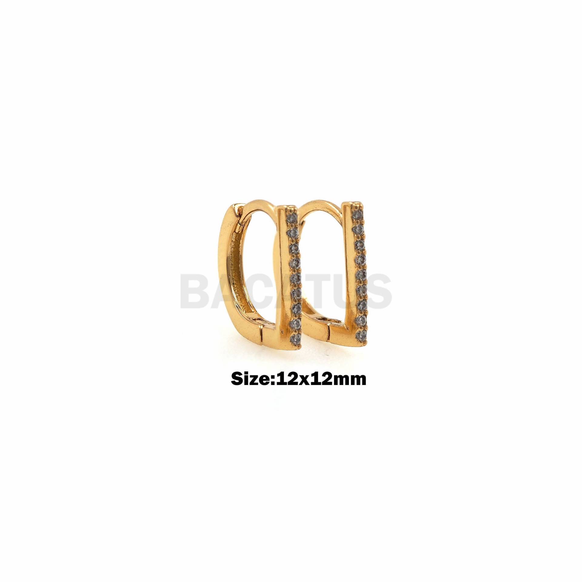 1Pair D-Shaped Ohrringe Damen Trendy 18K Gold Filled Zirkonia Goldring 12x12mm von BACATUSCR