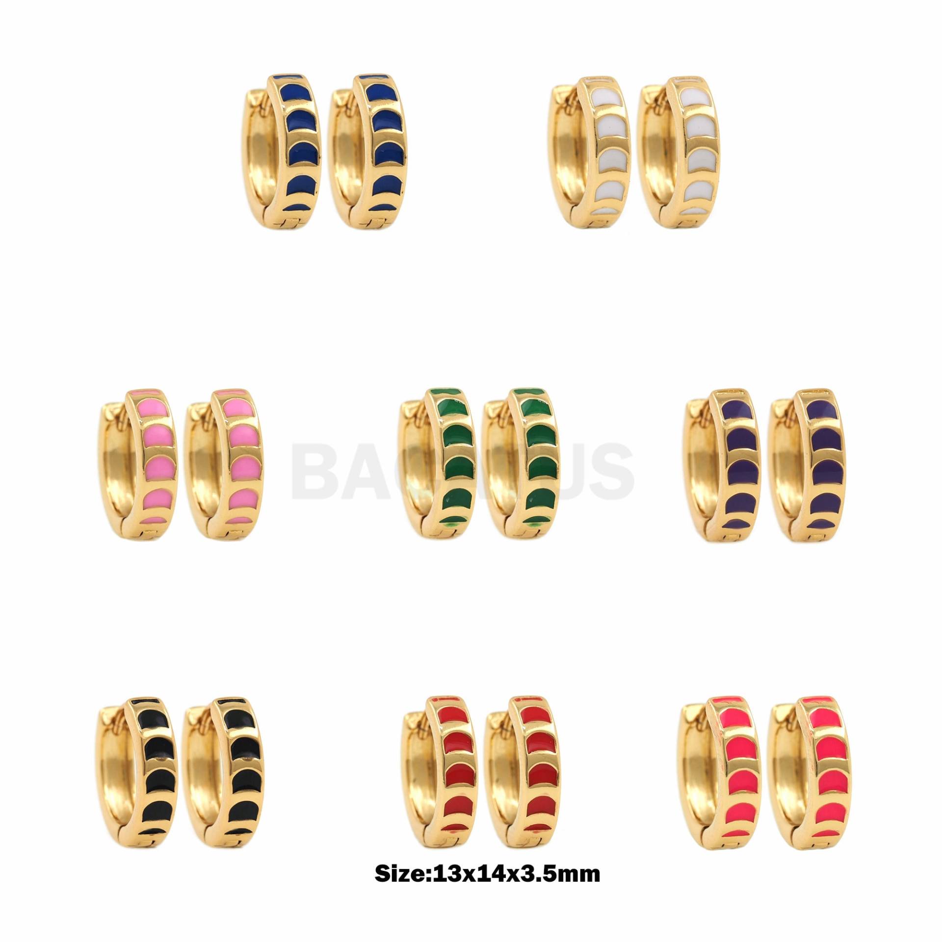 1Pair Emaille Ohrringe 13x14x3, 5mm Gold Filled Regenbogenfarben Damen Modeschmuck Neon von BACATUSCR