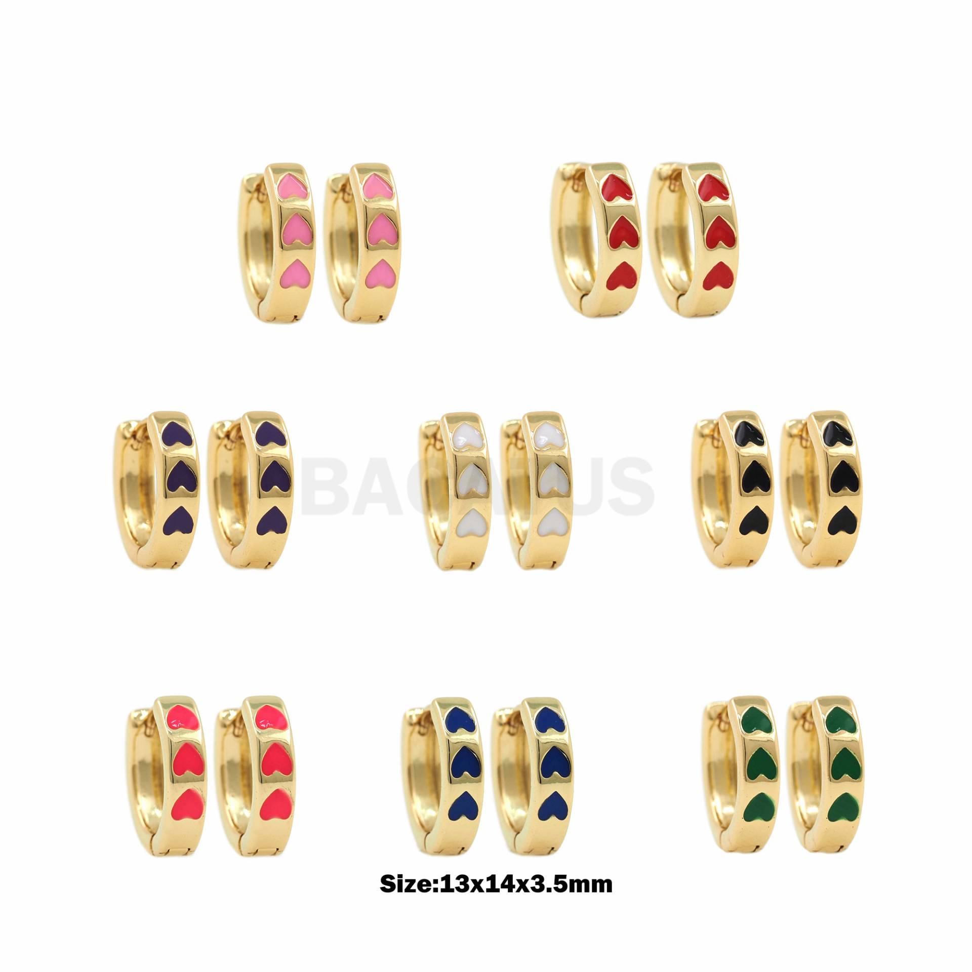1Pair Gold Filled Herzförmige Umarmung Ohrringe, Bunte Neon Emaille Hoop Exquisite Dicke Ohrringe von BACATUSCR