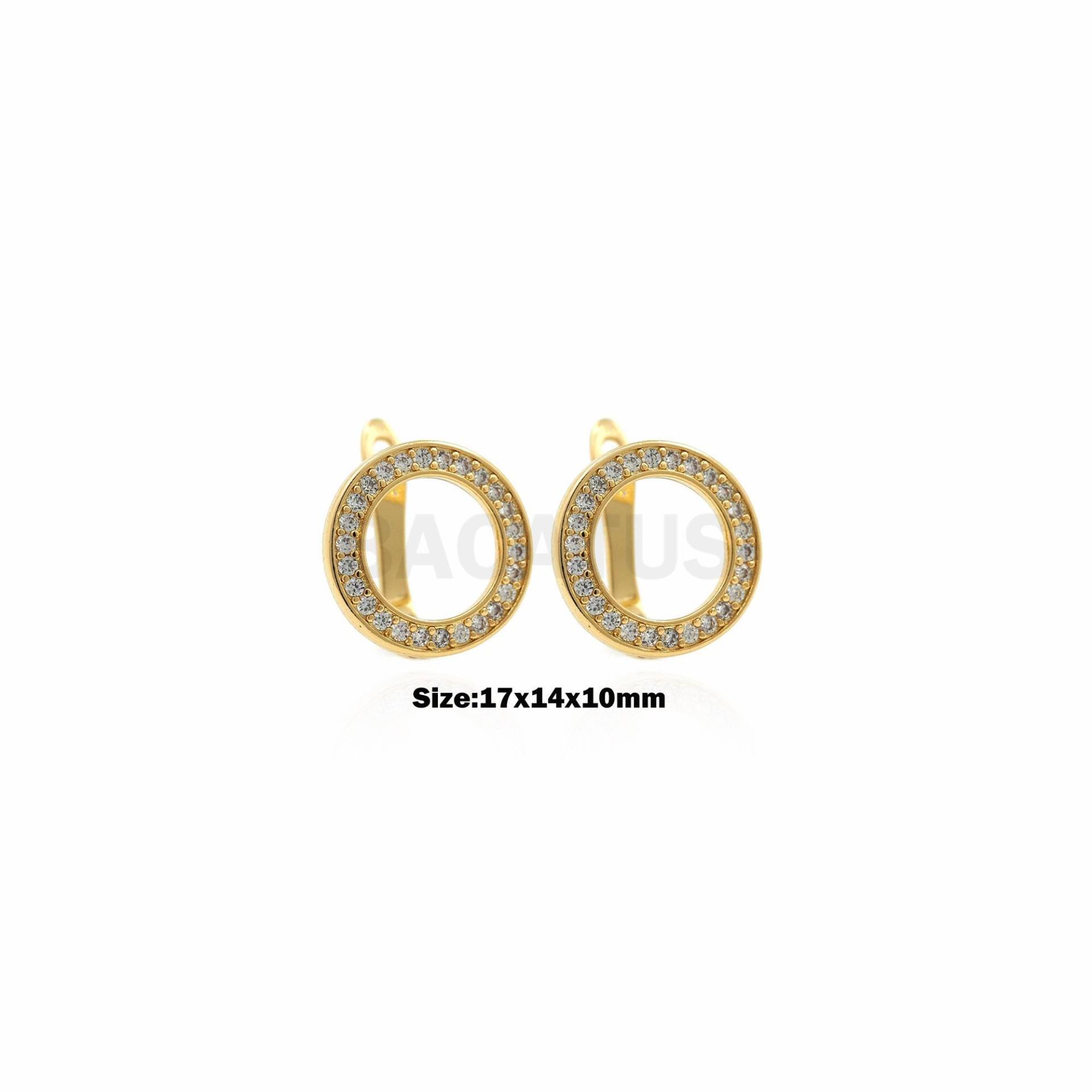 1Pair Gold Filled Runde Hohl Ohrringe Zirkonia Kreis Schmuck Perforierte Damen Modeschmuck 17x14x10mm von BACATUSCR