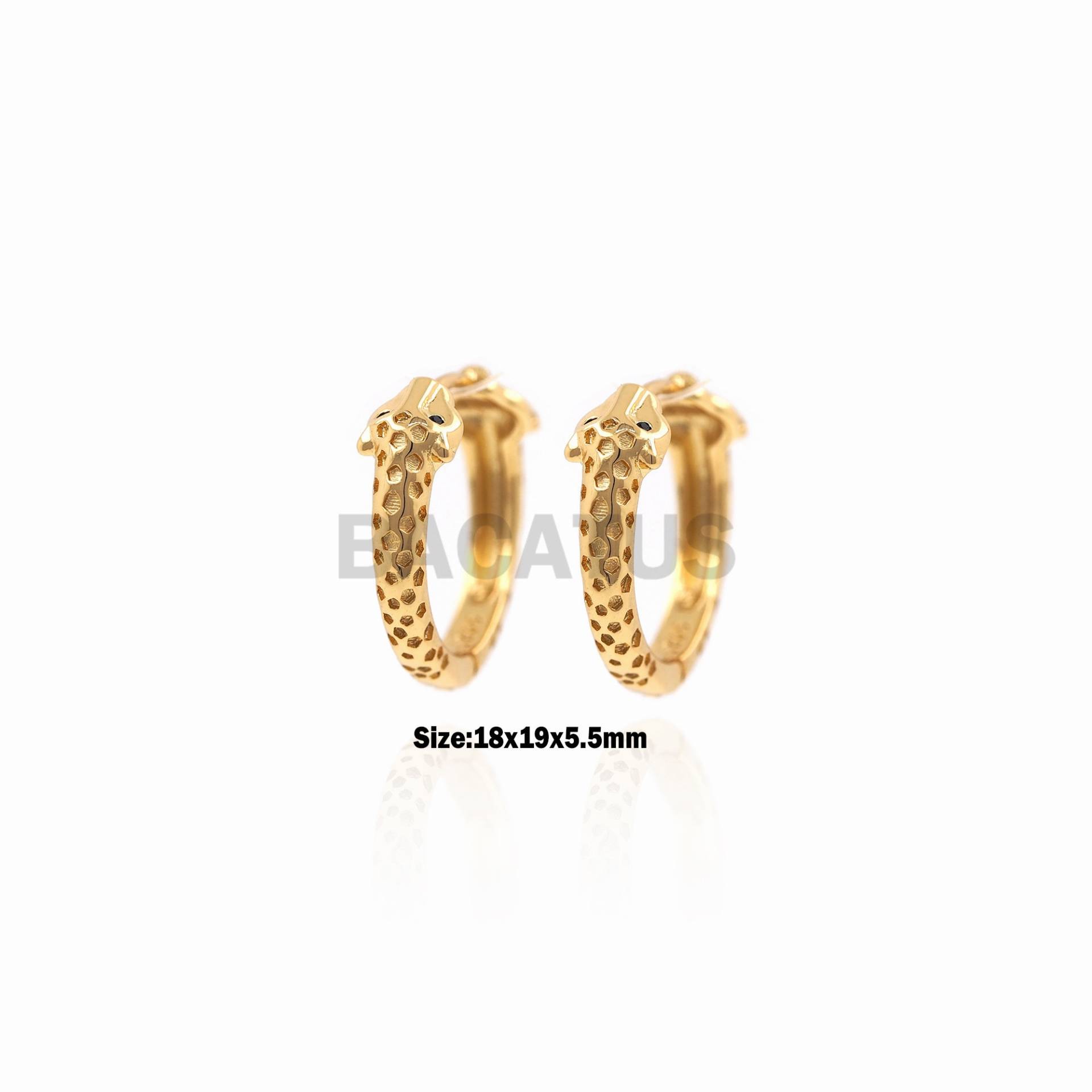 1Pair Gold Hoop Ohrringe, Kleine Gepard Damen Mode Trend 18K Füllung 18x19x5, 5mm von BACATUSCR