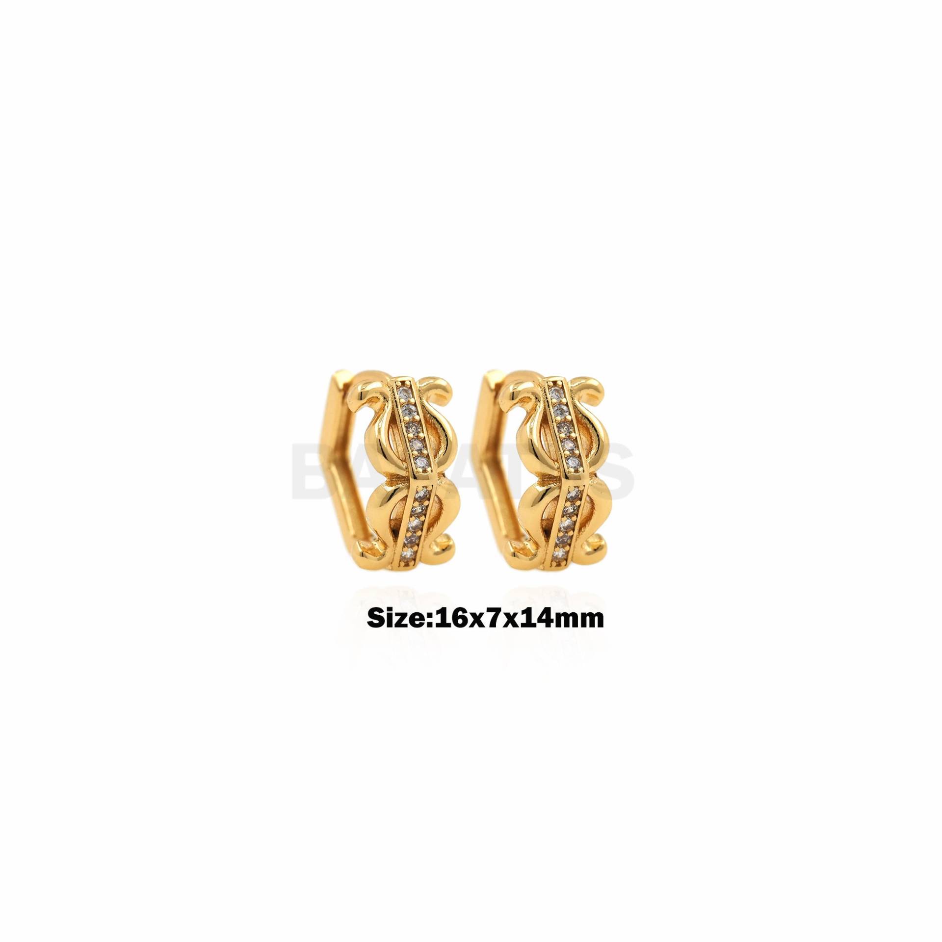 1Pair Gold Hoop Ohrringe, Pentagonal Schlichte Ohrringe Exquisite Polygone Zirkonia 16x7x14mm von BACATUSCR