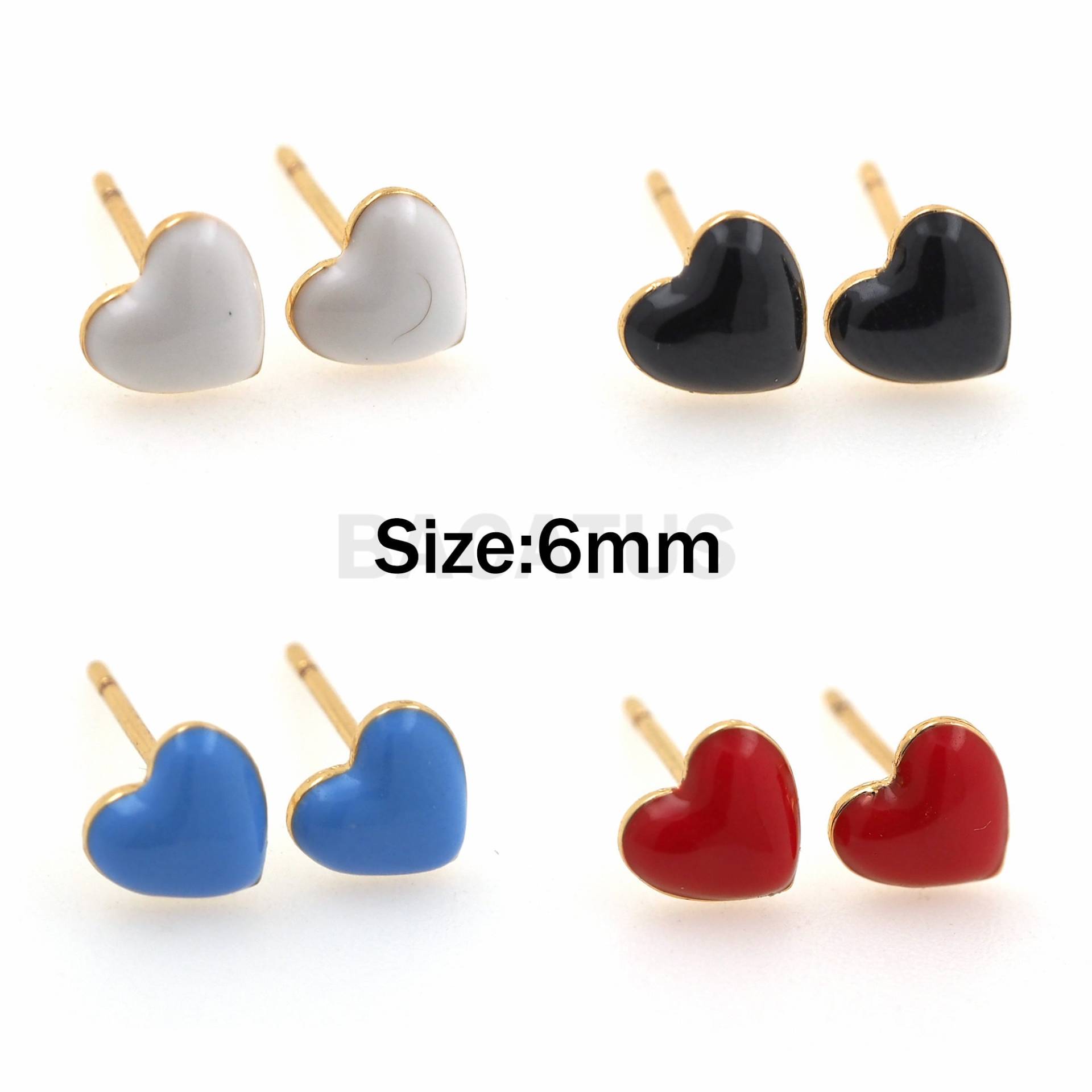 1Pair Herzförmige Emaille Ohrringe Herzförmig, Ohrringe, Valentinstagsgeschenk, Geschenk Für Sie, Romantisch, Alltagsmode, Chic 6mm von BACATUSCR