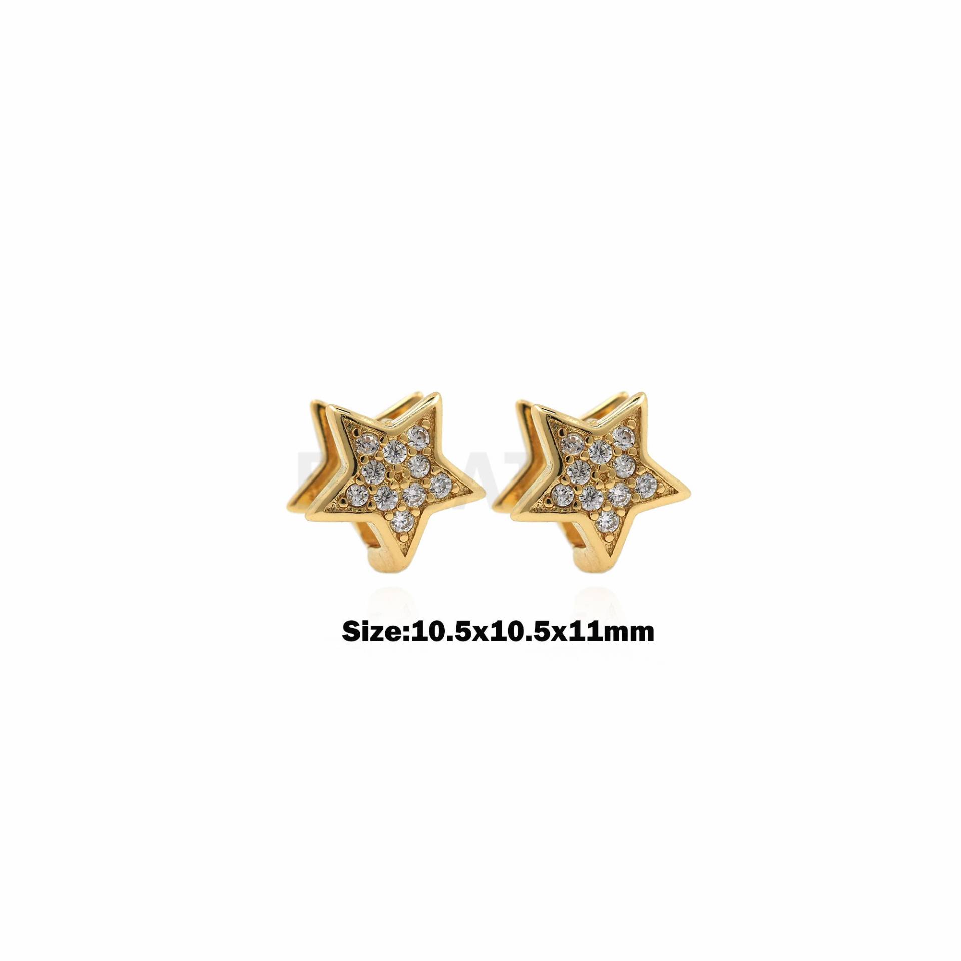 1Pair Micropave Polaris Ohrstecker Pentagramm Ohrringe Celestial Schmuck Minimalistisch Und Exquisite Geschenkideen 10, 5x10, 5x11mm von BACATUSCR