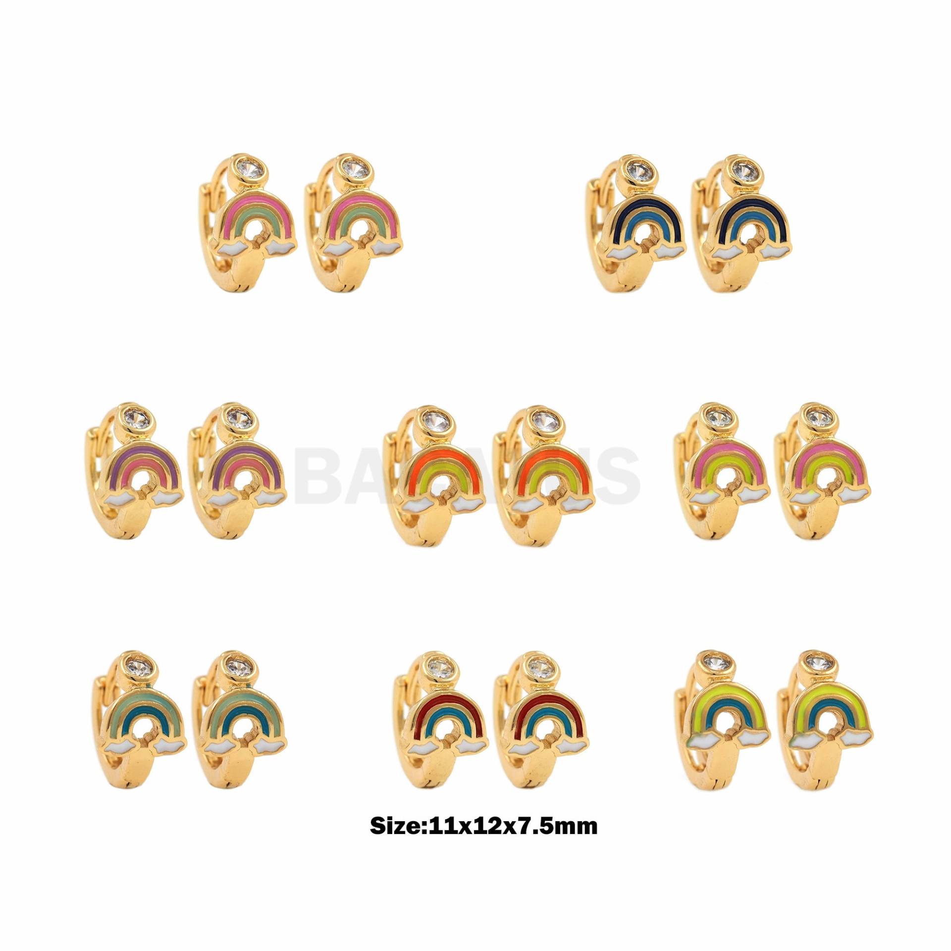 1Pair Neue Regenbogen Emaille Gold Hoop Ohrringe, Wire Hoop, Exquisiter Minimalismus, Multi-Color Anhänger, 11x12x7, 5mm von BACATUSCR