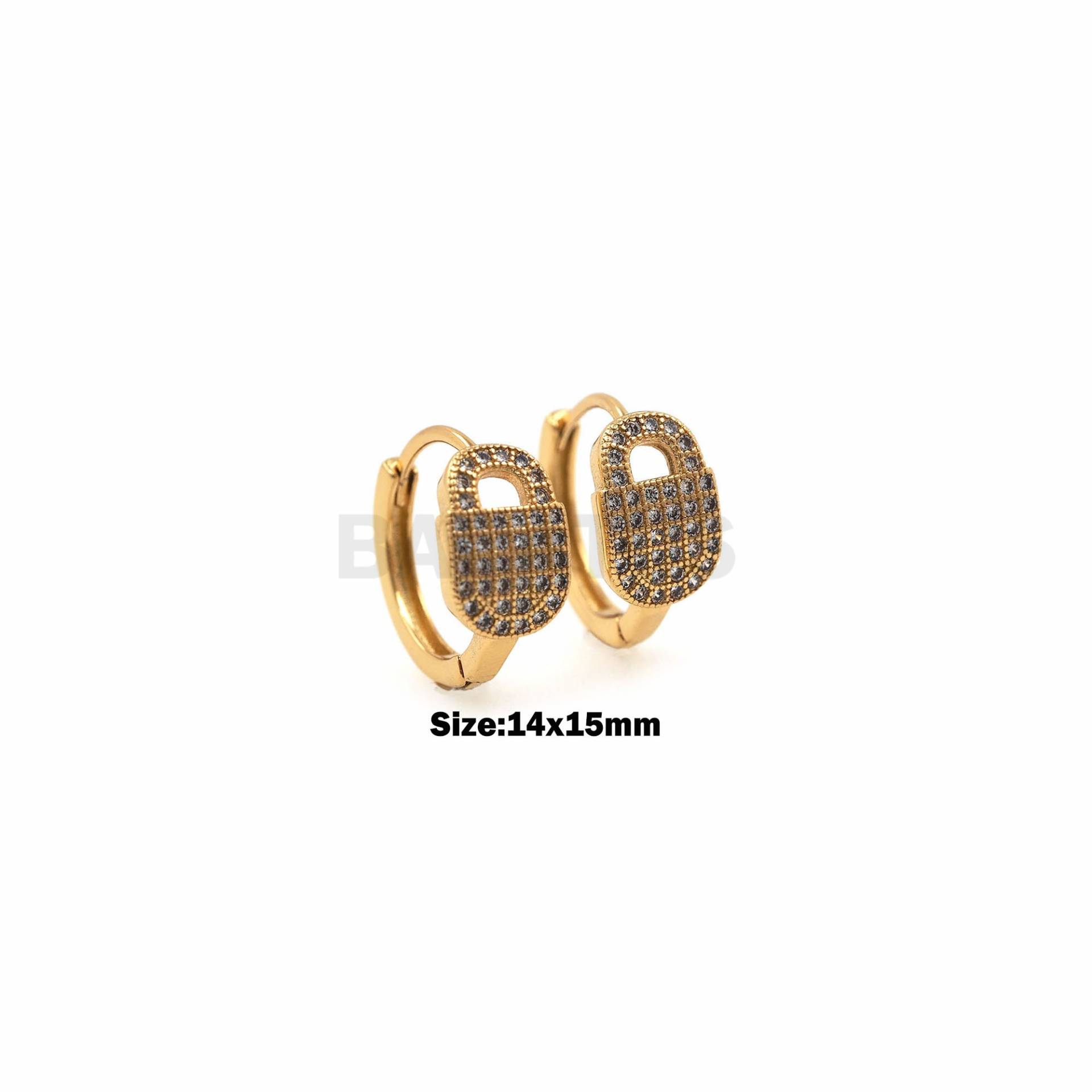 1Pair Zirkon Schlüssel Ohrringe 18K Vergoldet Huggie Charm Minimalist Cubic Zirkonia 14x15mm von BACATUSCR