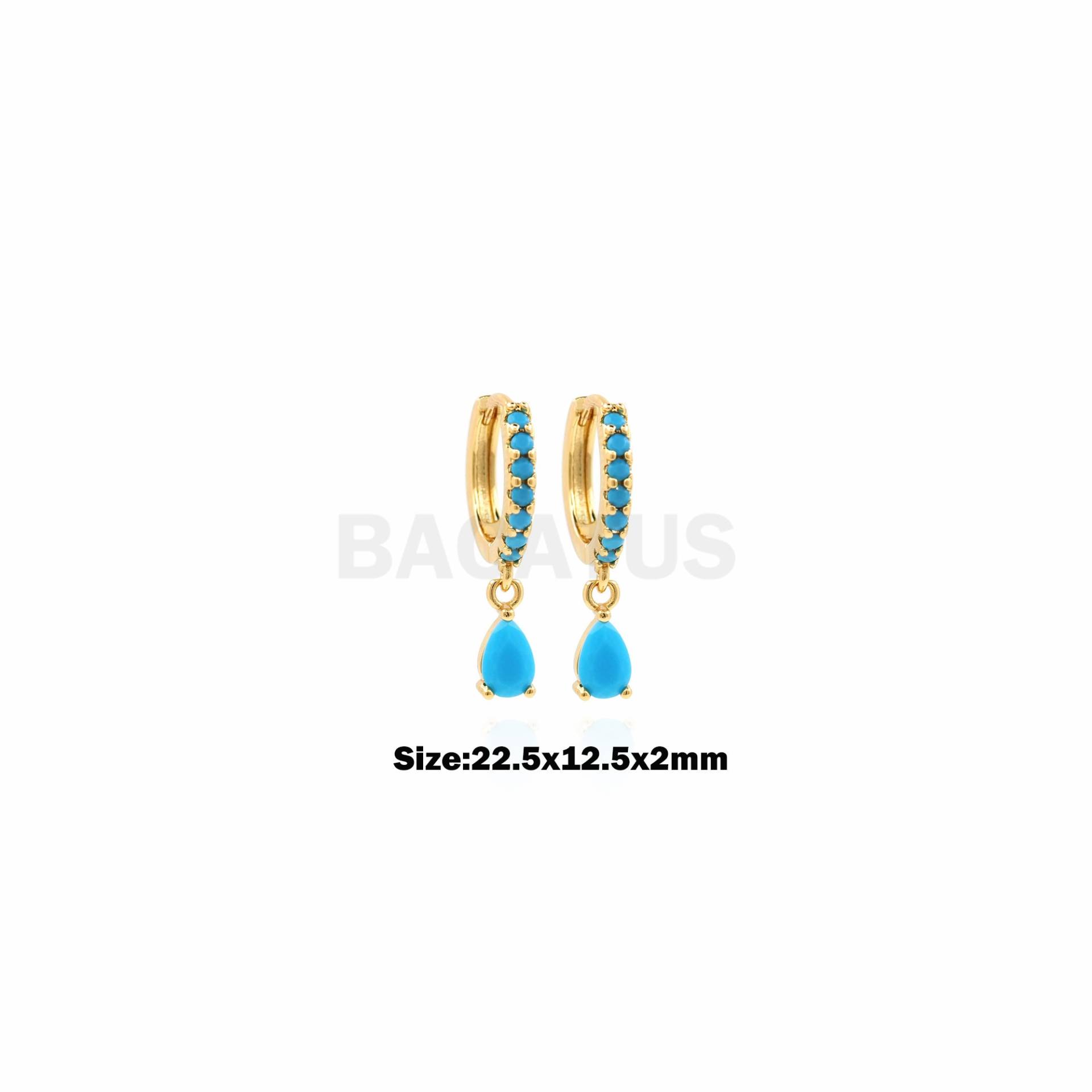 1Pairshiny Zirkon Anhänger Ohrringe Blaue Tropfen Geschenke Für Sie Seine Frau Rund Dünner Hoop Schmuck 22, 5x12, 5x2mm von BACATUSCR