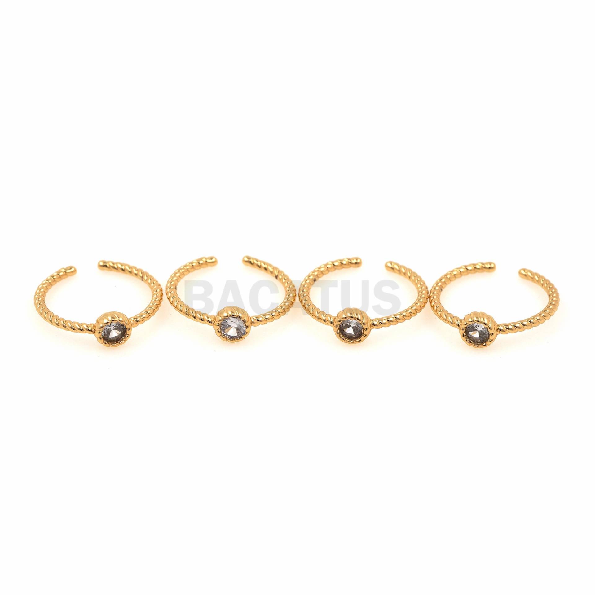 1Stk, Micropavé Zirkonia Seil Ring, Gold Offener 18K Füllung Verstellbarer Twist Stapelbarer Geschenk Für Sie von BACATUSCR