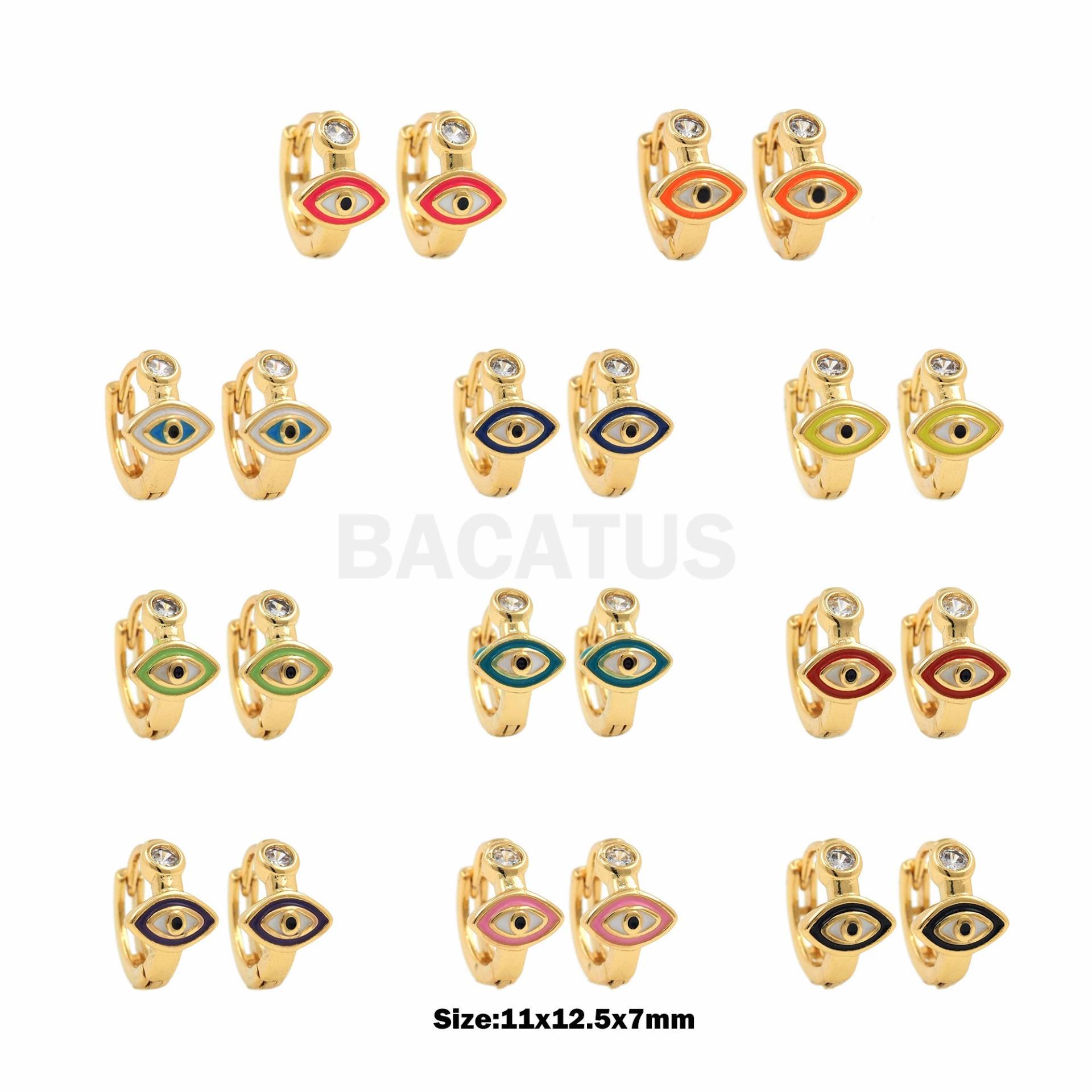 1stk, Augen Hoop Ohrringe-Emaille Auge Ohrringe Gold Filled Zarte Augen 11x12, 5x7mm von BACATUSCR