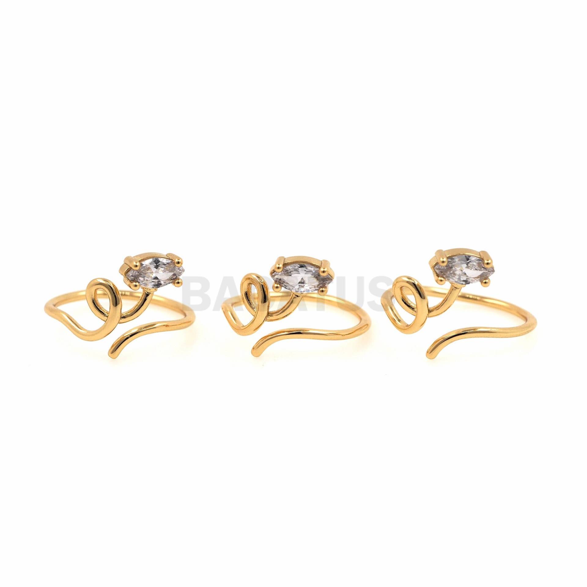 1stk, Micro-Paved Zircon Verstellbarer Ring, Line Gold Offener 18K Filled Midi Ein Geschenk Für Sie von BACATUSCR