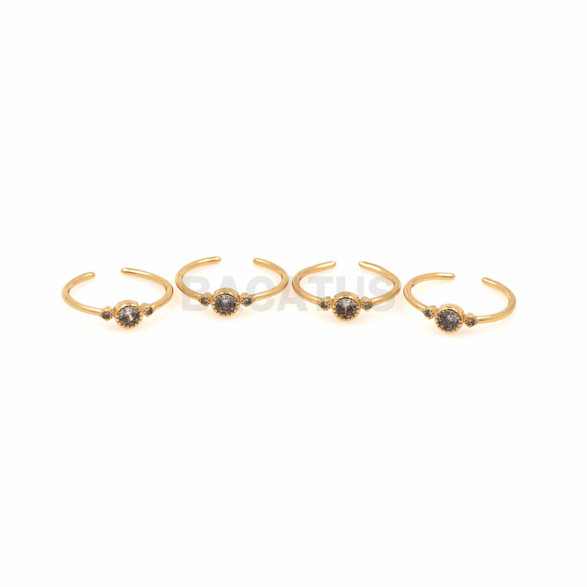 1stk, Mikropavé Zirkonia Verstellbarer Ring, 18K Gold Filled Offener Runder Verlobungsring, Geschenk Für Sie von BACATUSCR