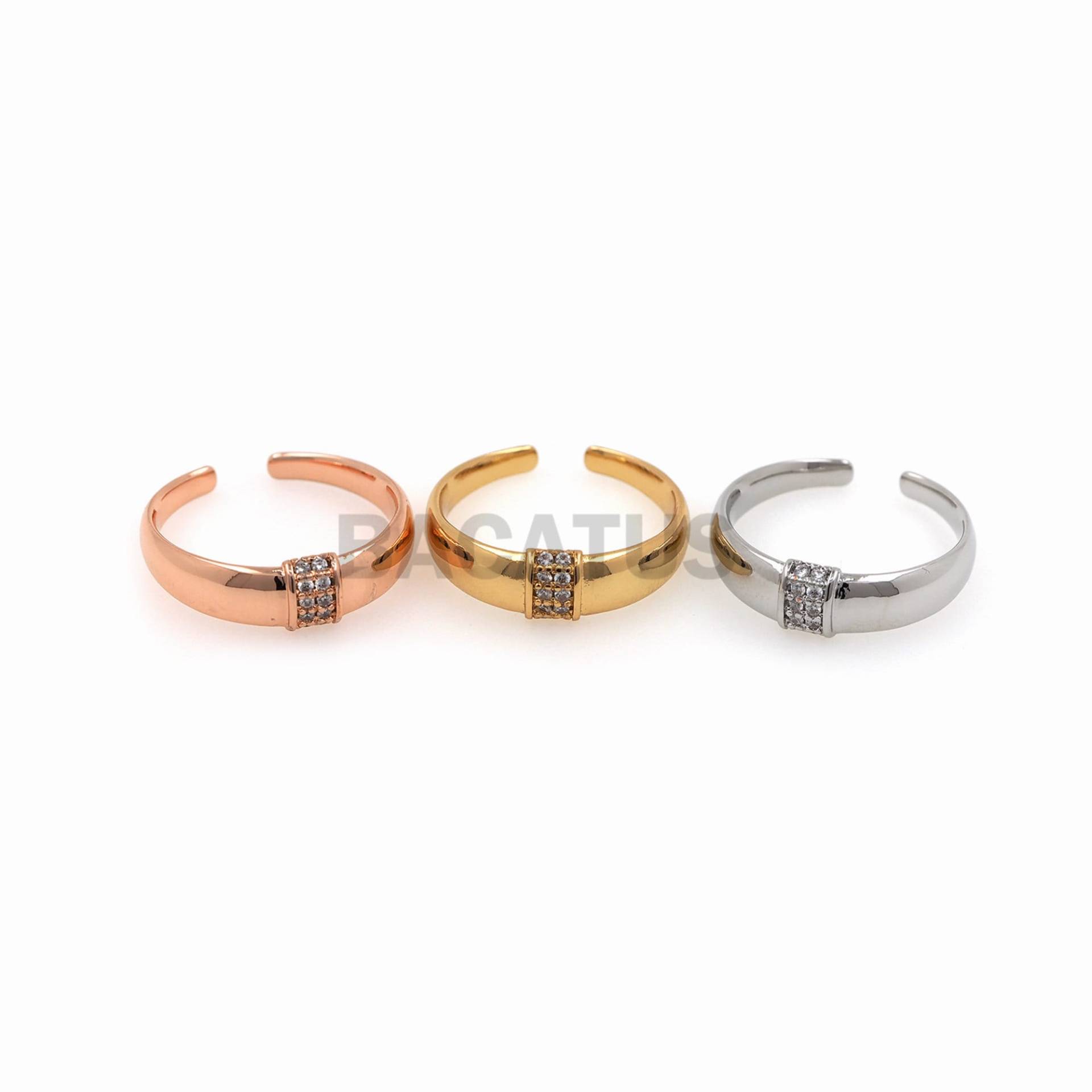 1stk Rund Glänzende Ring Öffnung Verstellbar Schmuck Micro-Inlaid Zircon Damen Trendy Modeschmuck von BACATUSCR