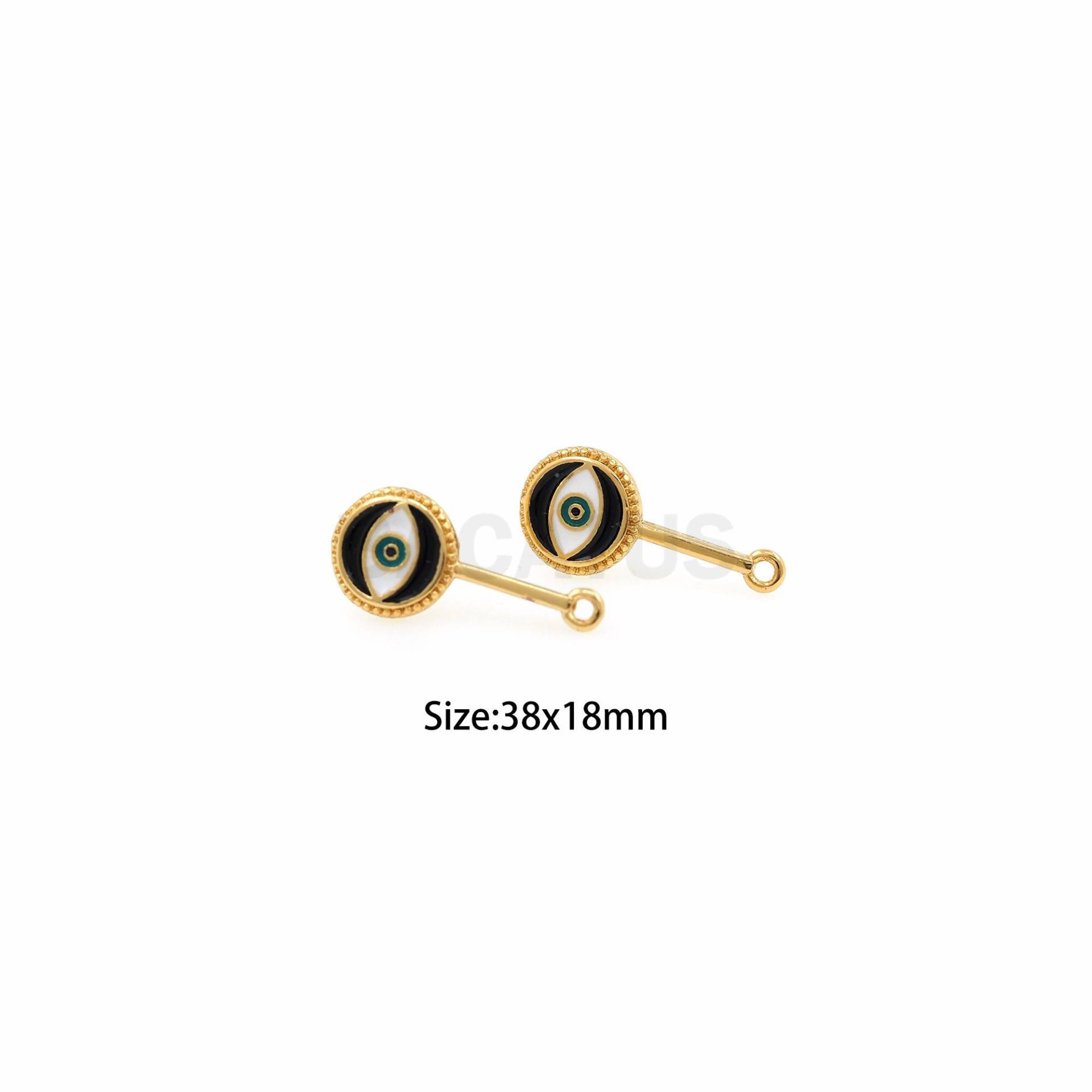 Emaille Auge Ohrringe, 18K Gold Filled Enamel Augen Ohrring Accessoires, Charm, Eye Charm von BACATUSCR