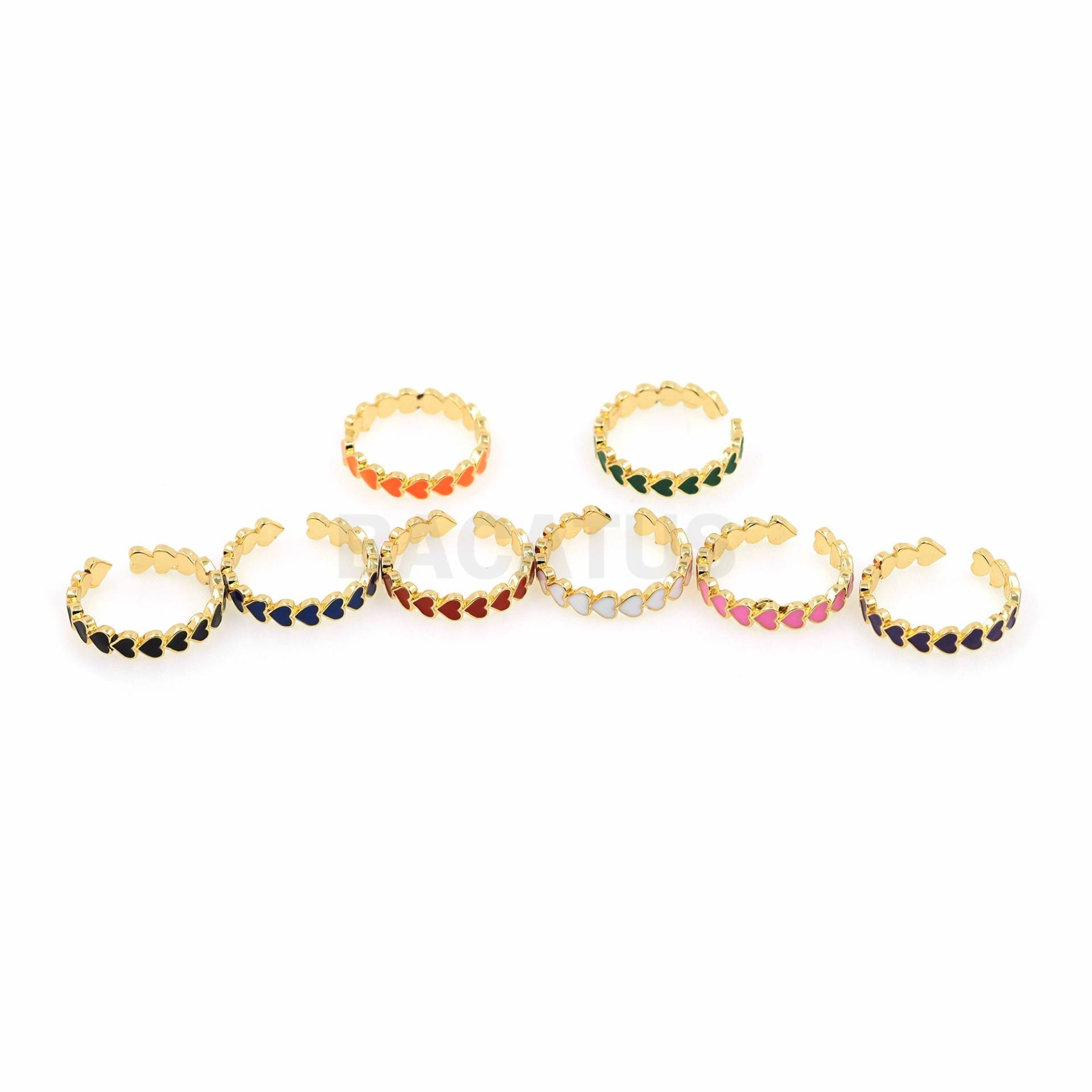 Emaille Liebe Herz Ring, 18K Gold Filled Verlobungsring, Verstellbarer Mehrfarbig Optional, Offener Täglicher Ring von BACATUSCR