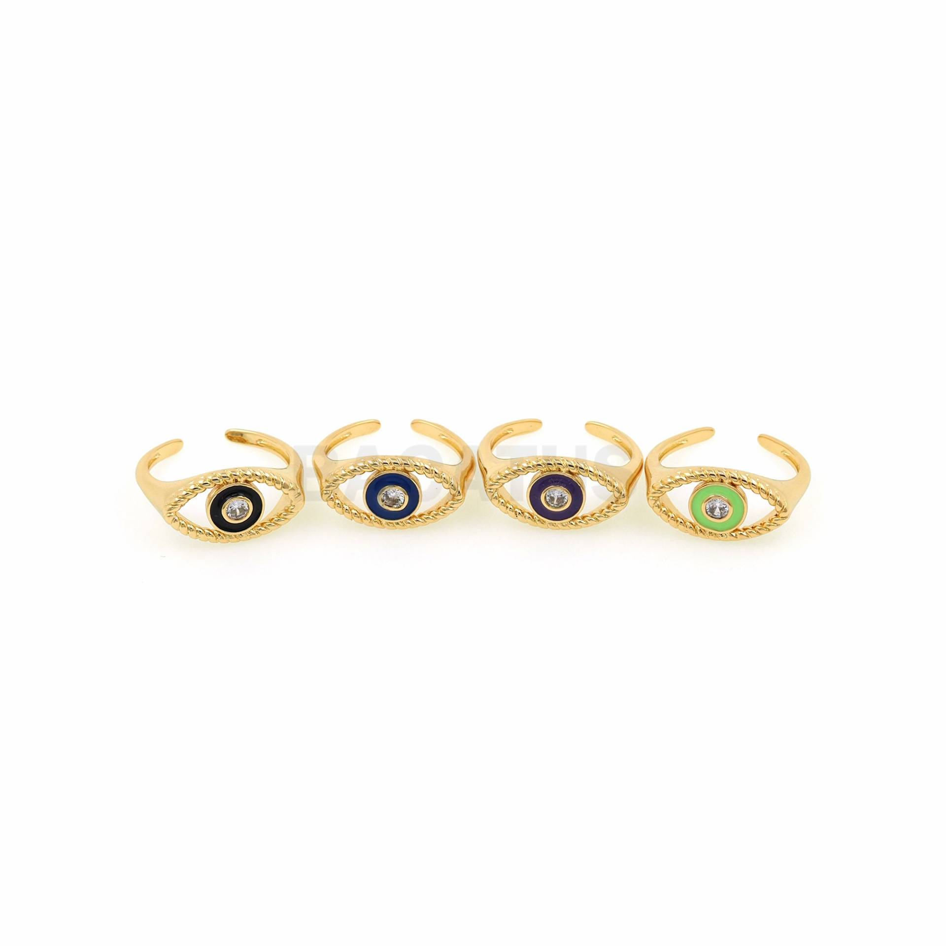Emaille Magic Eye Ring, 18K Gold Filled Offener Verstellbarer Breiter Täglicher Ring von BACATUSCR