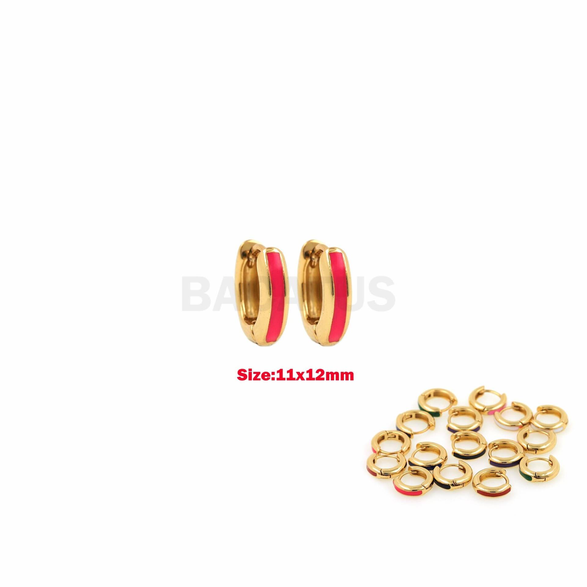 Emaille Ohrringe, Runde 18K Gold Filled Pierced Ohrring Accessoires, Charm, 11x12mm von BACATUSCR