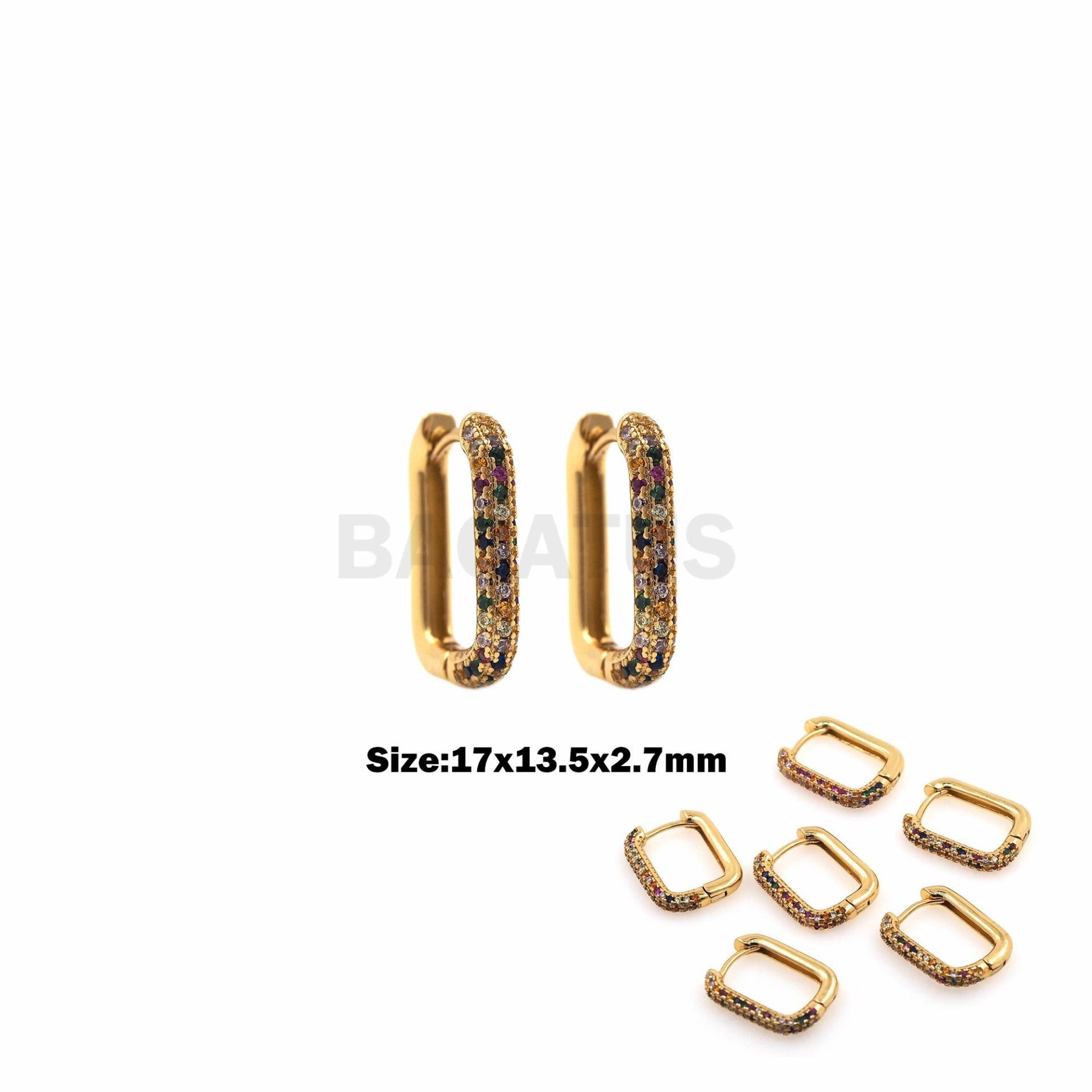 Micropave Cz Rechteckige Ohrringe, 18K Gold Filled Alltägliche 17x13, 5x2, 7mm von BACATUSCR