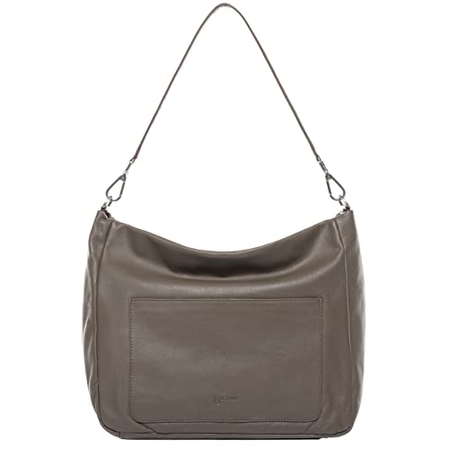 BACCINI Hobo Bag echt Leder - Beuteltasche REMI - Schultertasche Damentasche mit Schultergurt - Ledertasche Damen grau handgefertigt von BACCINI