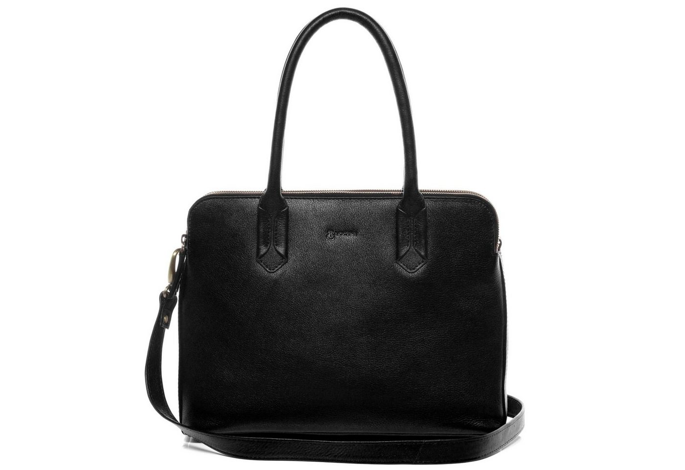 BACCINI Laptoptasche Leder Businesstasche Damen ROSARIA, Laptoptasche 13 Zoll, Henkeltasche Aktentasche Echtleder Damen schwarz von BACCINI