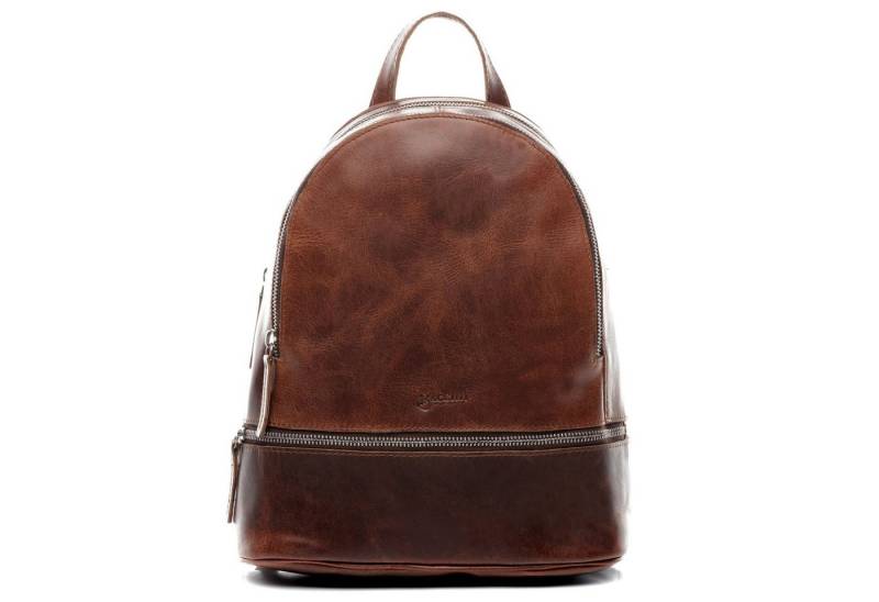 BACCINI Rucksack echt Leder Rucksack groß Ledertasche braun DINA, Cityrucksack Echtleder, Daypack, Leder-Rucksack Damen Braun-cognac von BACCINI